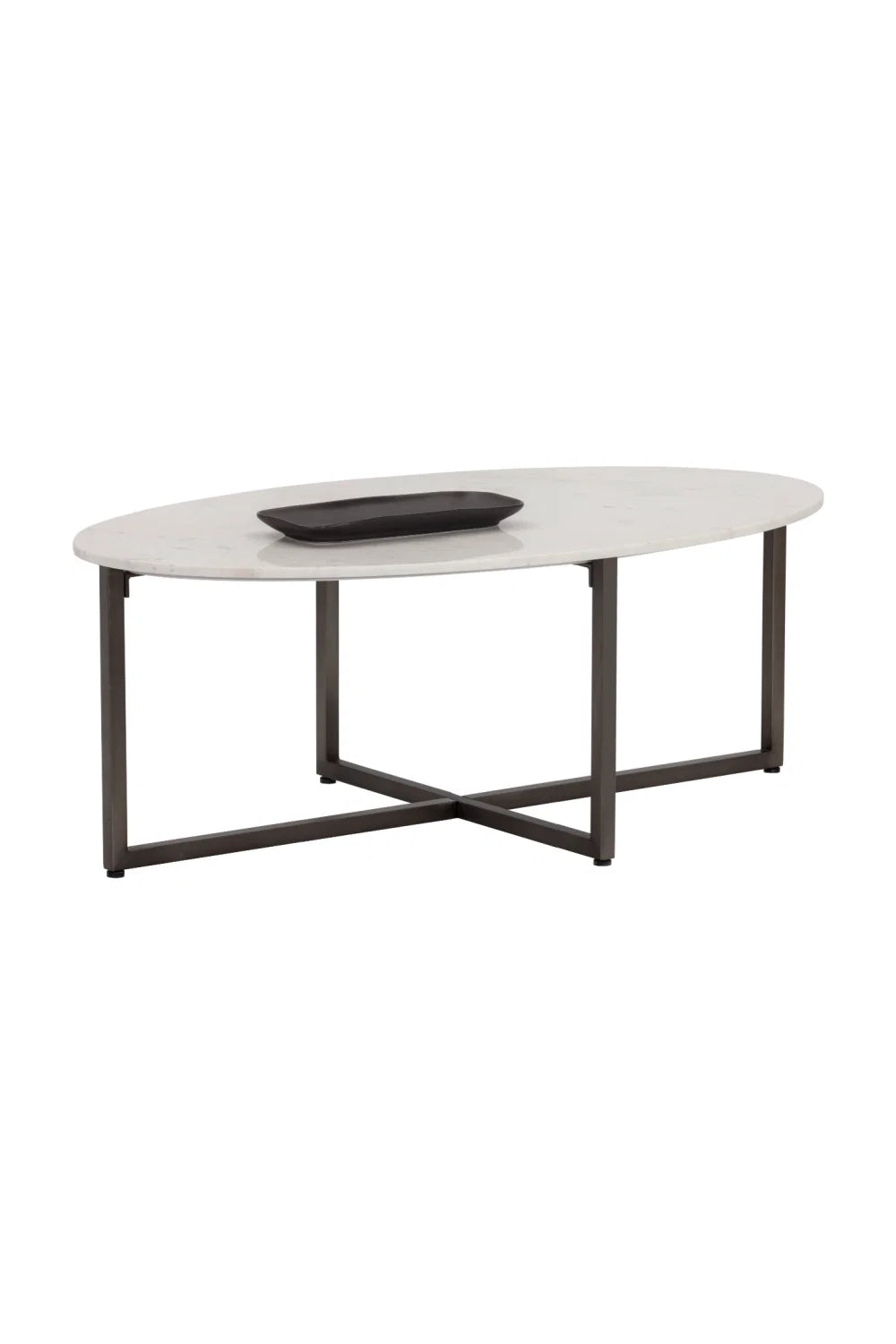 Luxury White Marble Oval Coffee Table Modern Italian Style for Villa