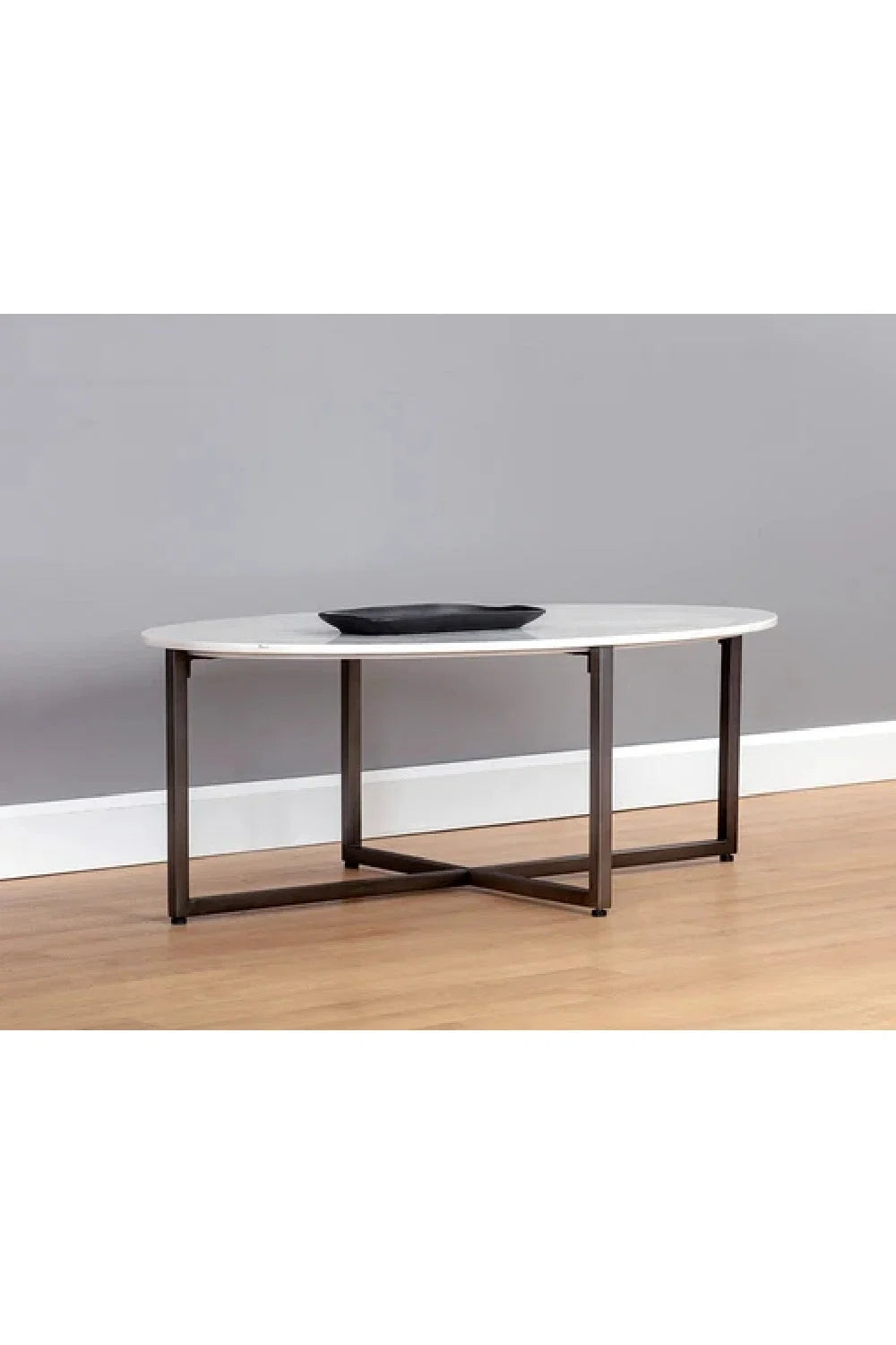 Luxury White Marble Oval Coffee Table Modern Italian Style for Villa