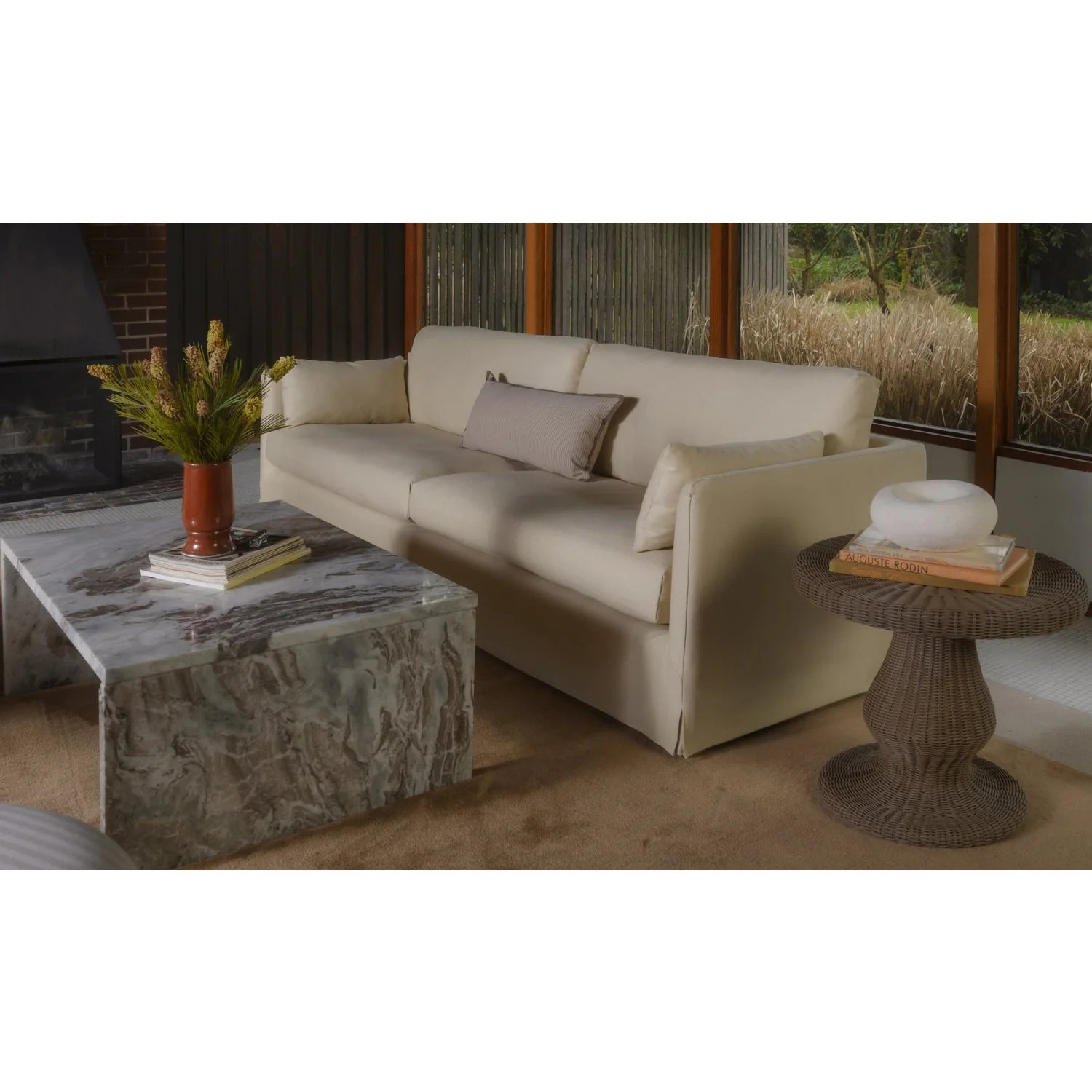 Luxury White Marble Rectangular Coffee Table Modern Italian Style for Villa
