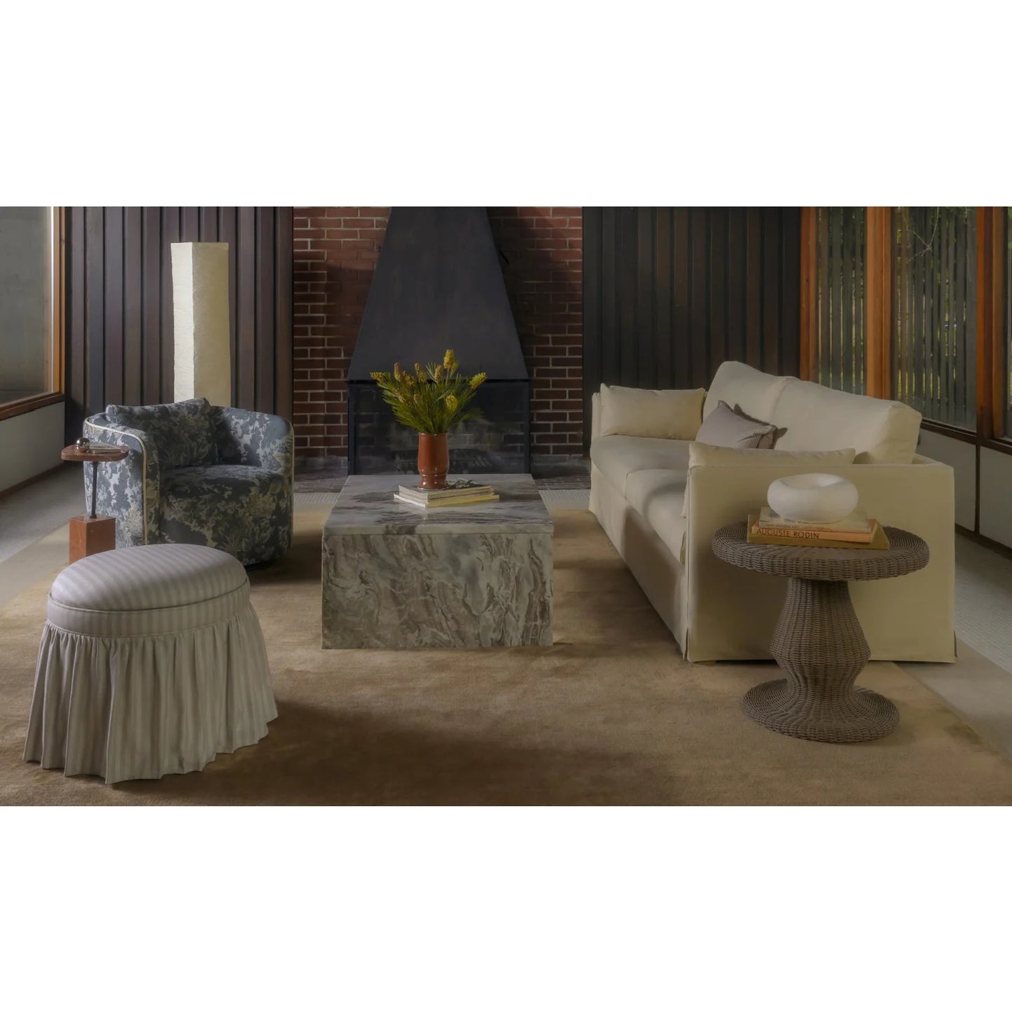 Luxury White Marble Rectangular Coffee Table Modern Italian Style for Villa