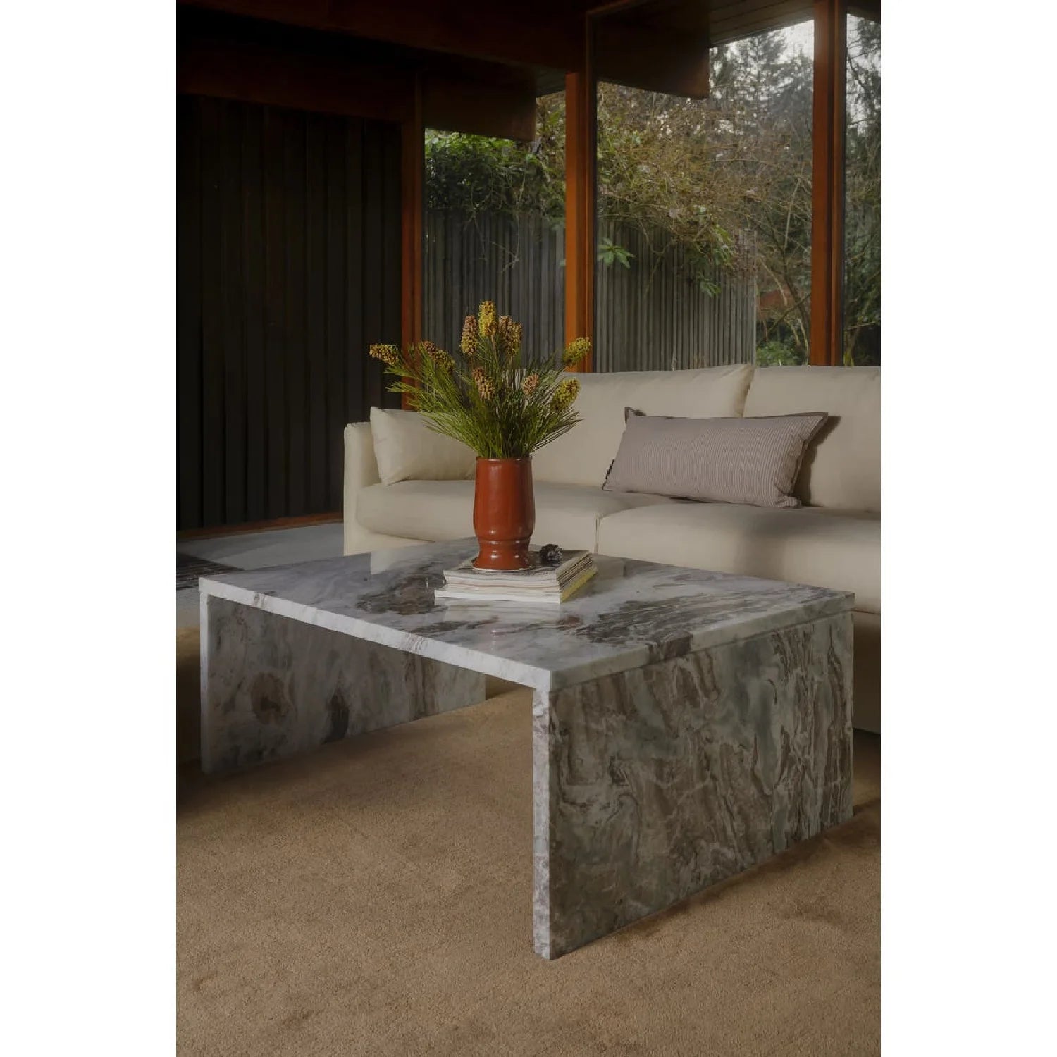 Luxury White Marble Rectangular Coffee Table Modern Italian Style for Villa
