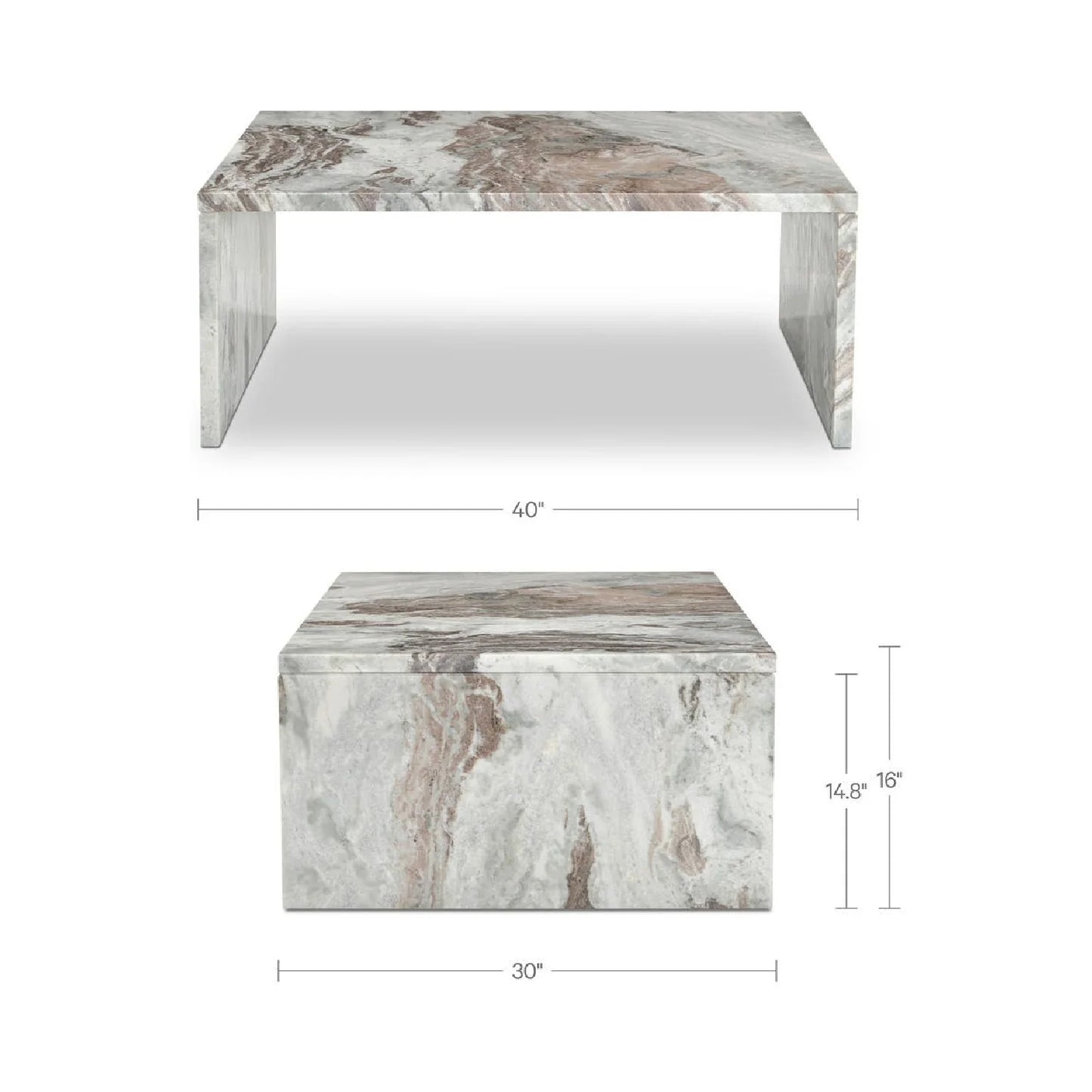 Luxury White Marble Rectangular Coffee Table Modern Italian Style for Villa