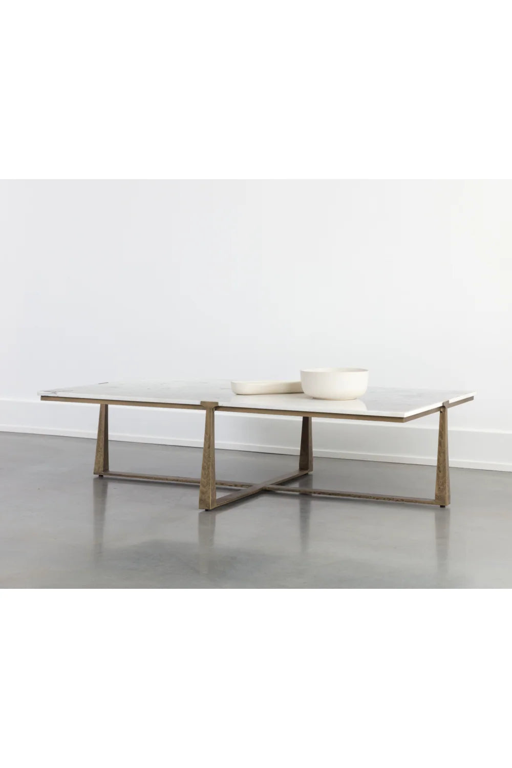 Luxury White Marble Rectangular Coffee Table Modern Italian Style for Villa