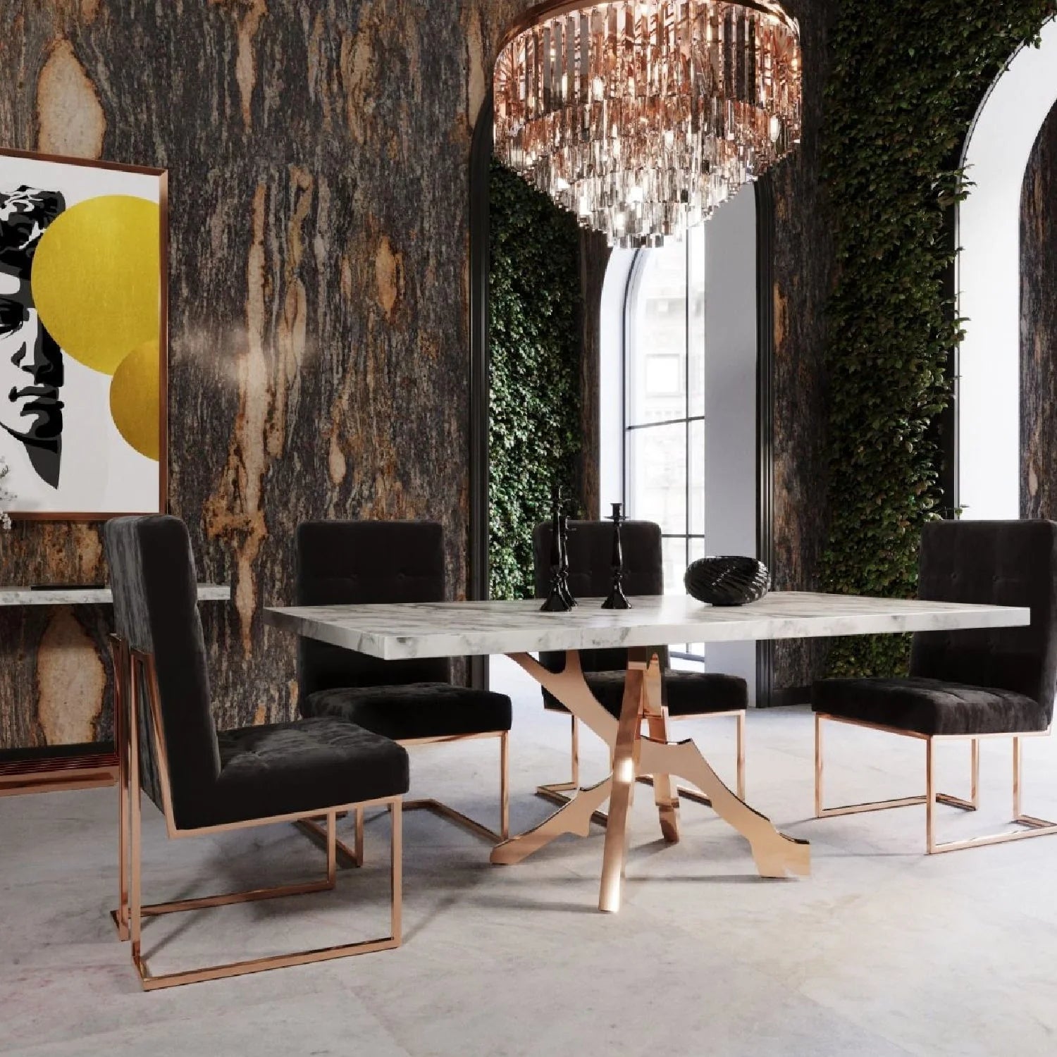 Luxury White Marble Rectangular Dining Table Modern Italian Style for Villa