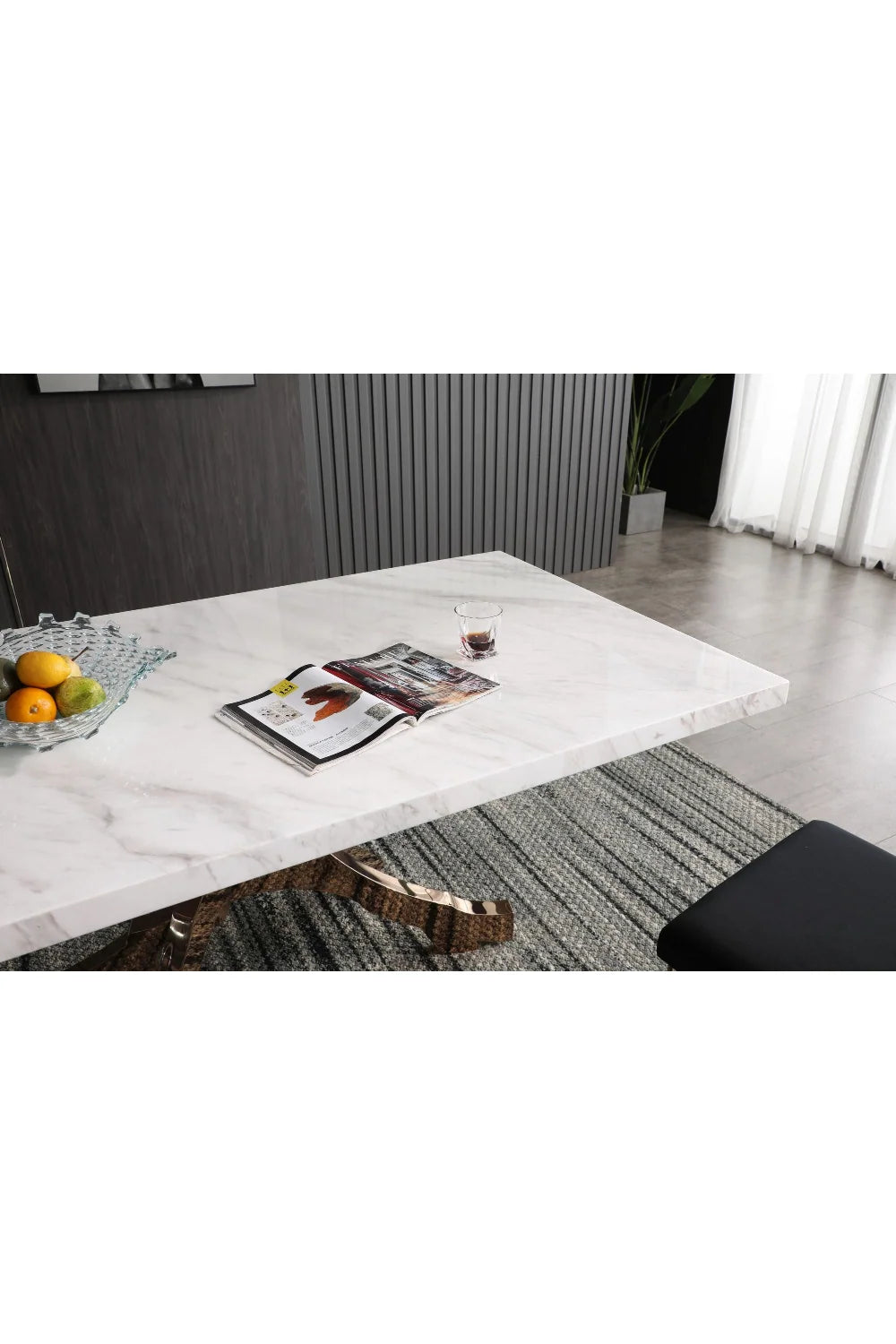 Luxury White Marble Rectangular Dining Table Modern Italian Style for Villa