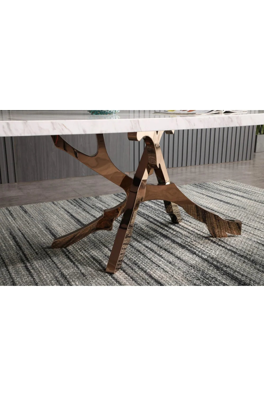 Luxury White Marble Rectangular Dining Table Modern Italian Style for Villa