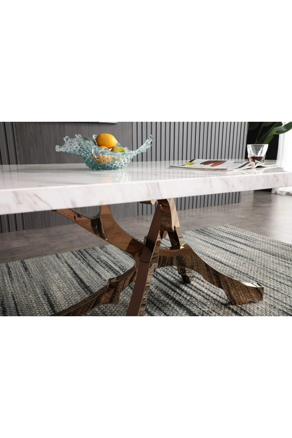 Luxury White Marble Rectangular Dining Table Modern Italian Style for Villa