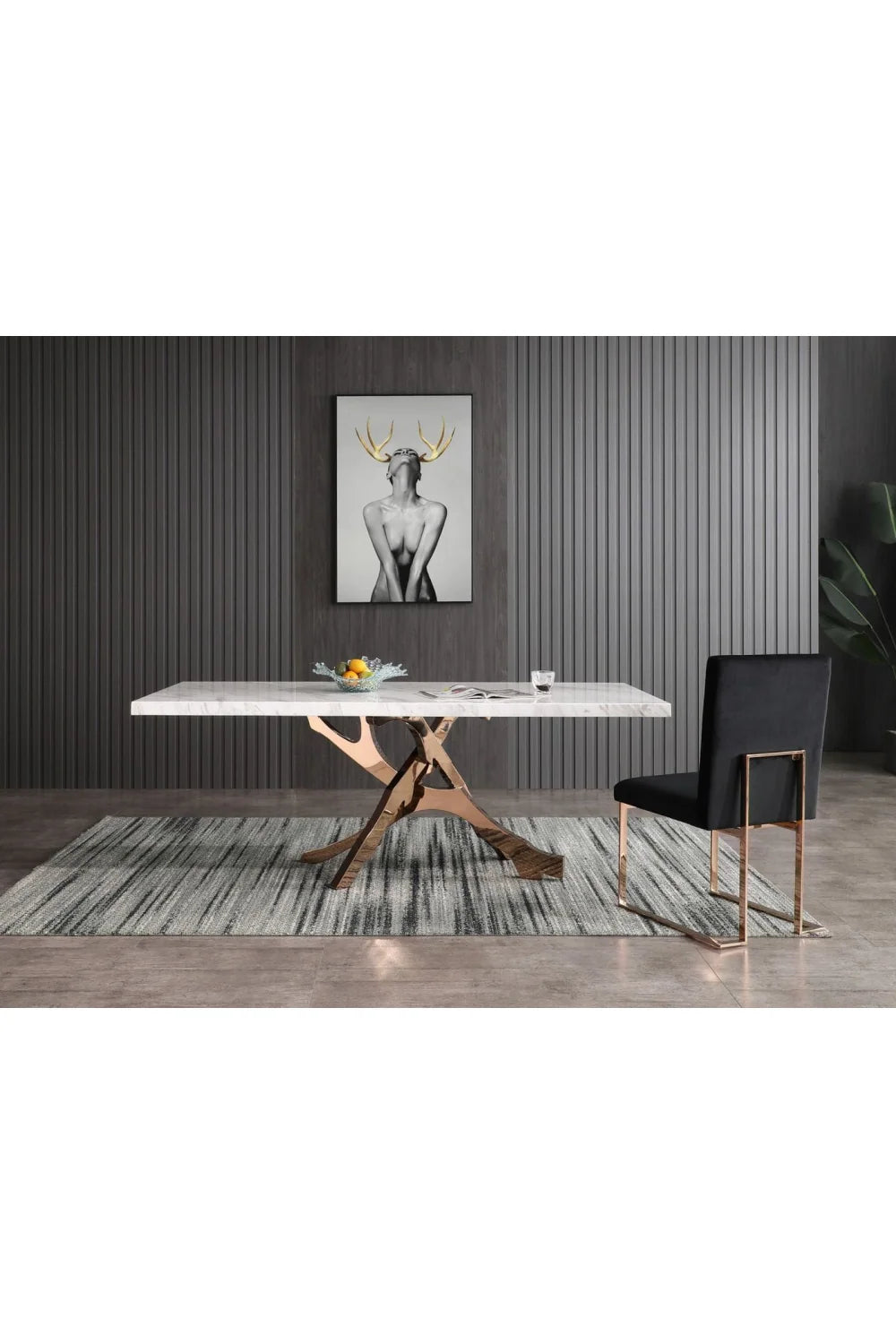 Luxury White Marble Rectangular Dining Table Modern Italian Style for Villa