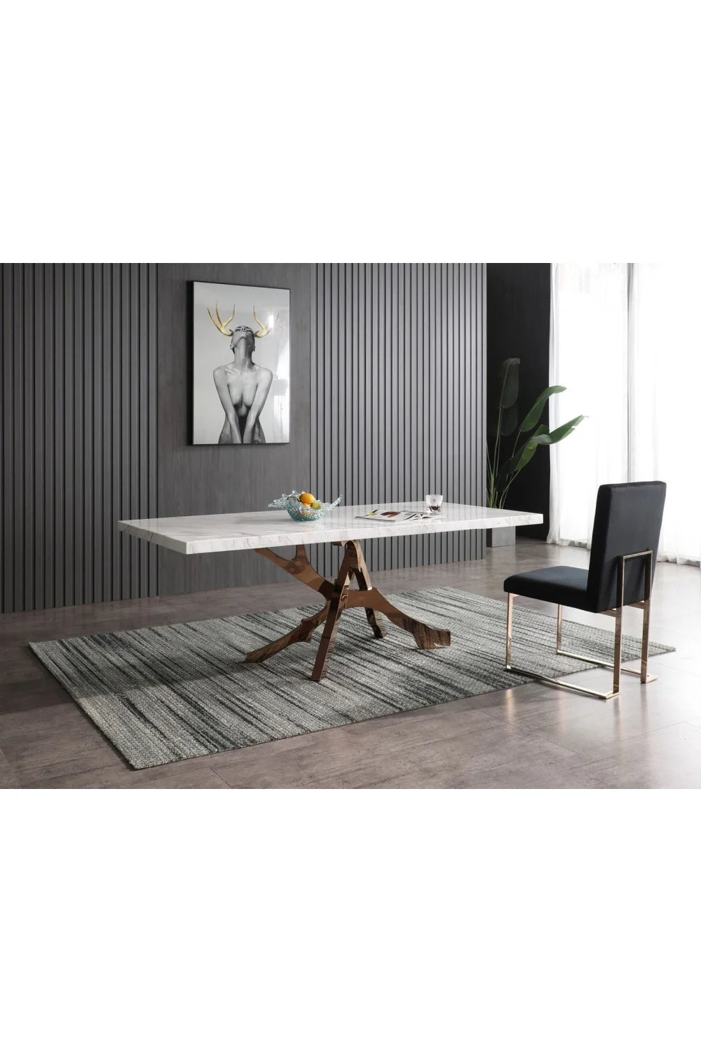 Luxury White Marble Rectangular Dining Table Modern Italian Style for Villa