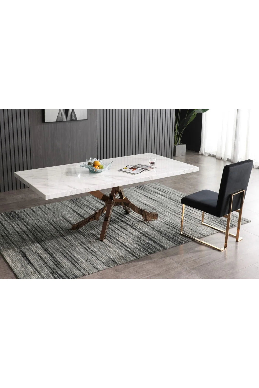 Luxury White Marble Rectangular Dining Table Modern Italian Style for Villa