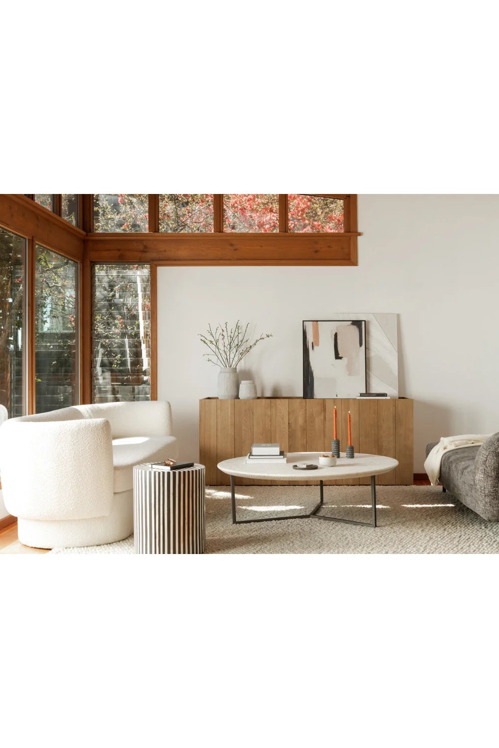 Luxury White Marble Round Coffee Table Modern Italian Style for Villa