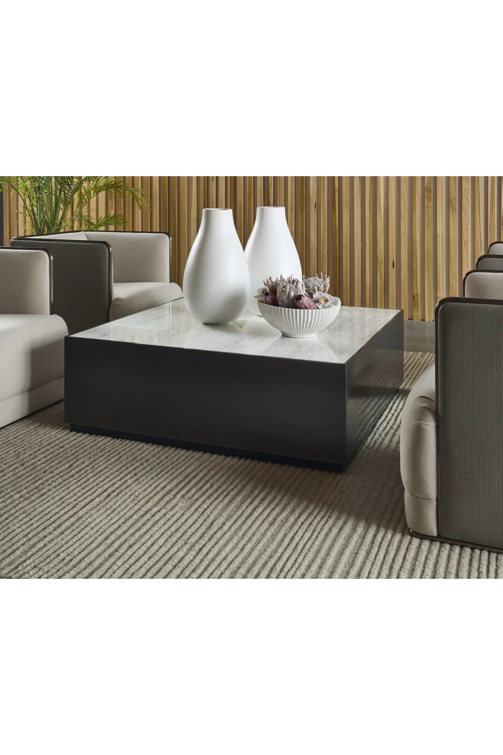 Luxury White Marble Square Coffee Table Modern Italian Style for Villa
