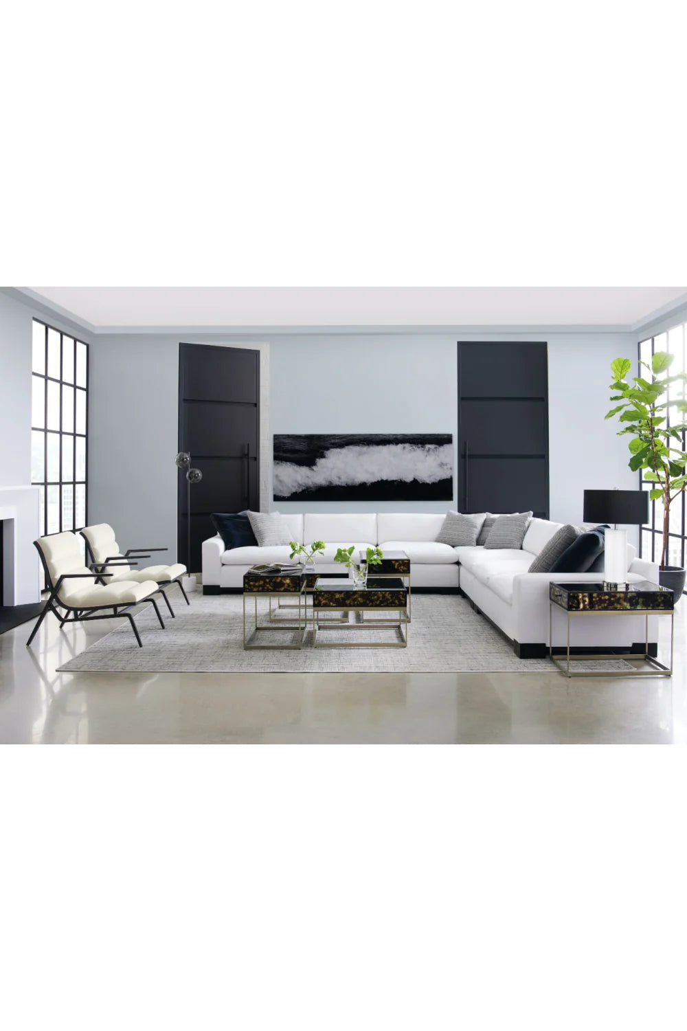 Luxury White Modular Sectional Sofa Modern Italian Style for Villa