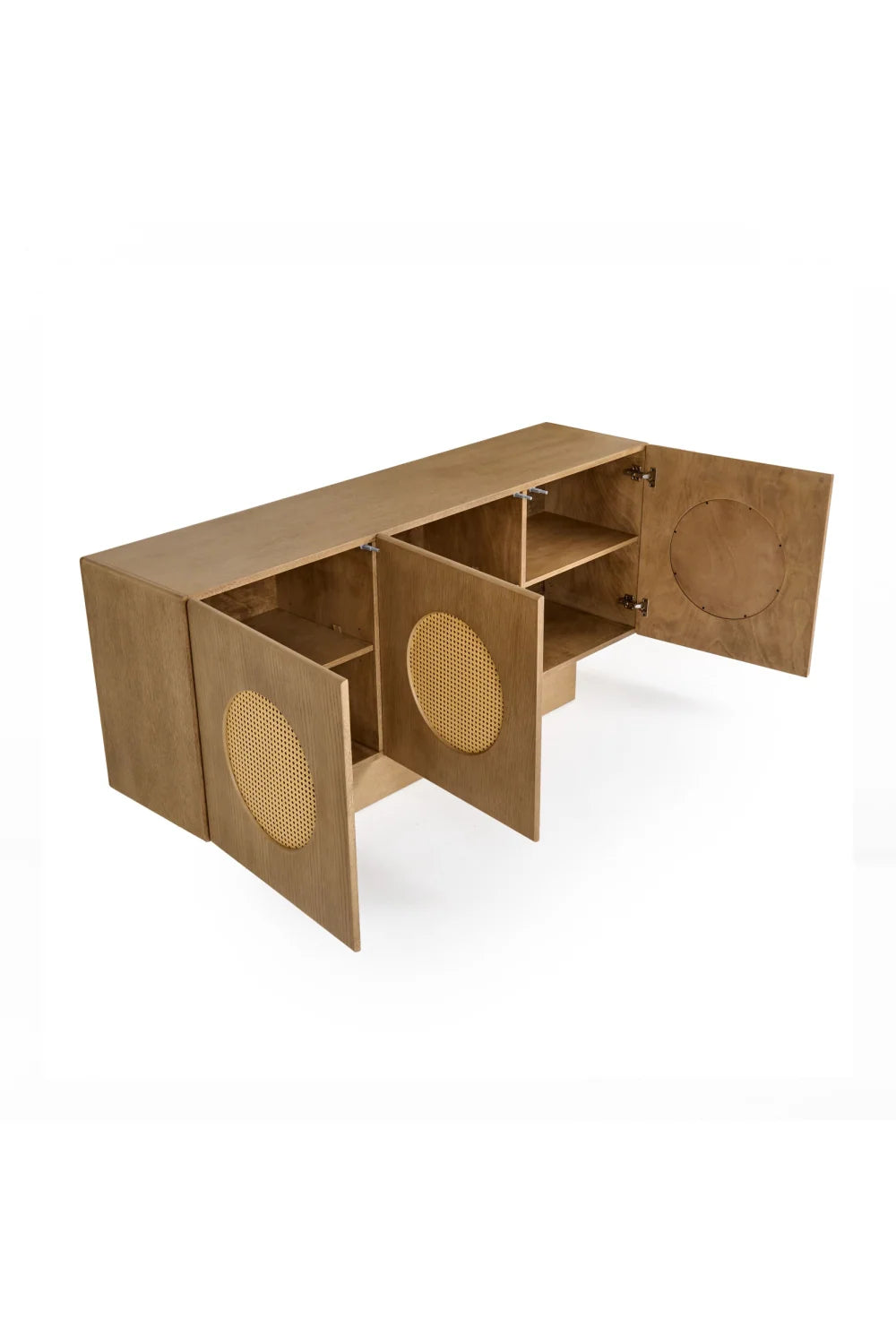 Luxury White Oak 3-Door Sideboard European Style for Villa