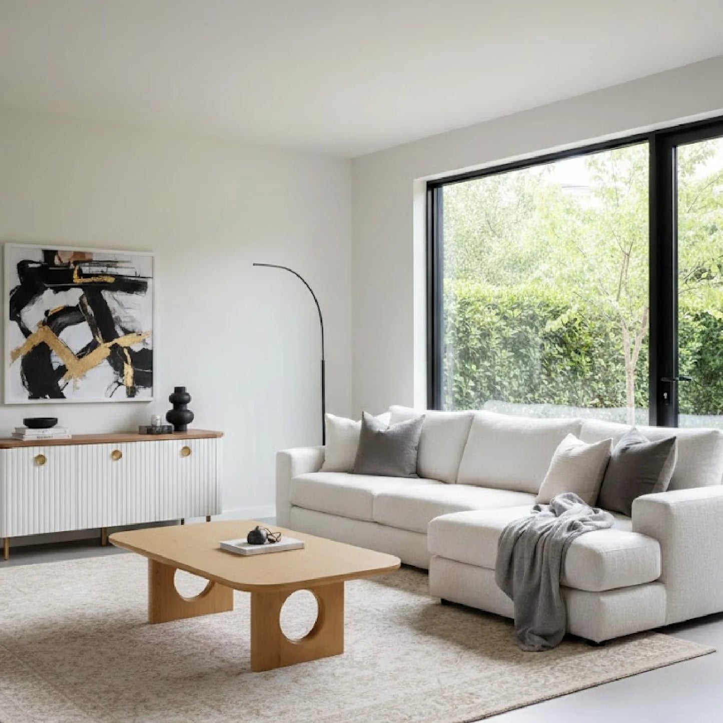 Luxury White Oak Coffee Table Modern Italian Style for Villa