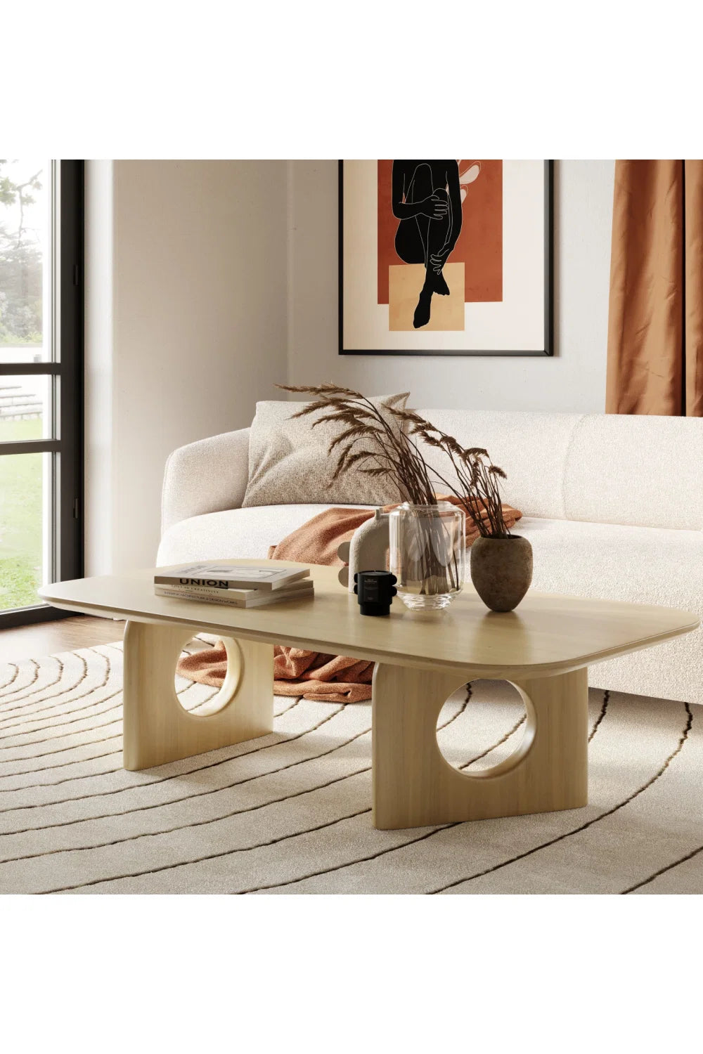 Luxury White Oak Coffee Table Modern Italian Style for Villa