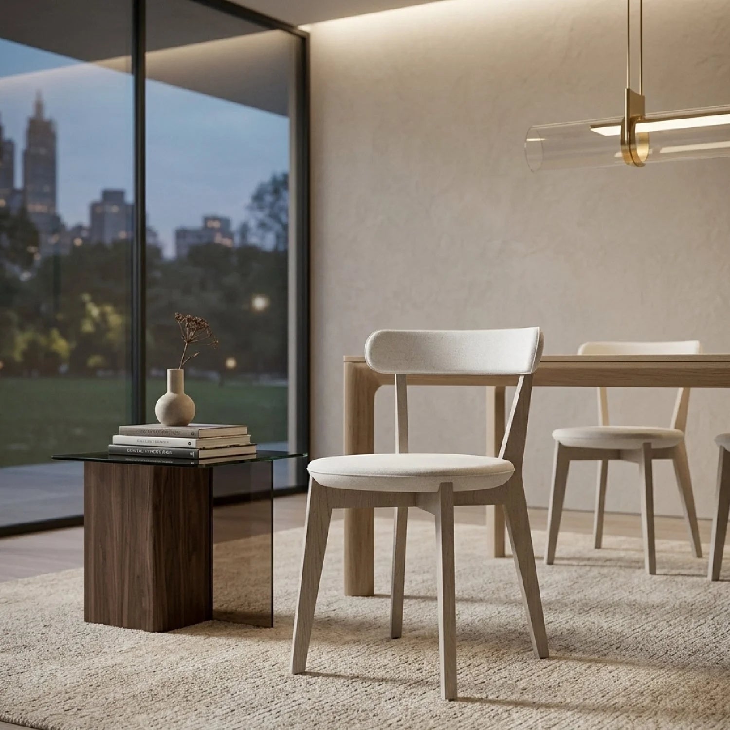 Luxury White Oak Modern Dining Chair European Style for Villa