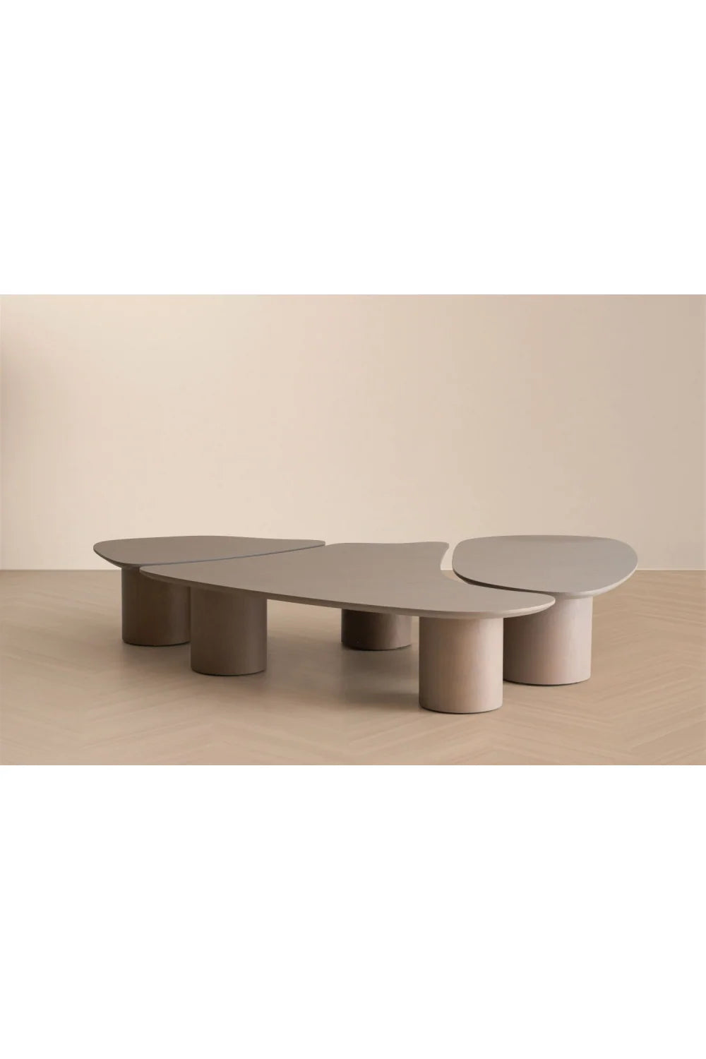 Luxury White Oak Nesting Coffee Table Modern Italian Style for Villa