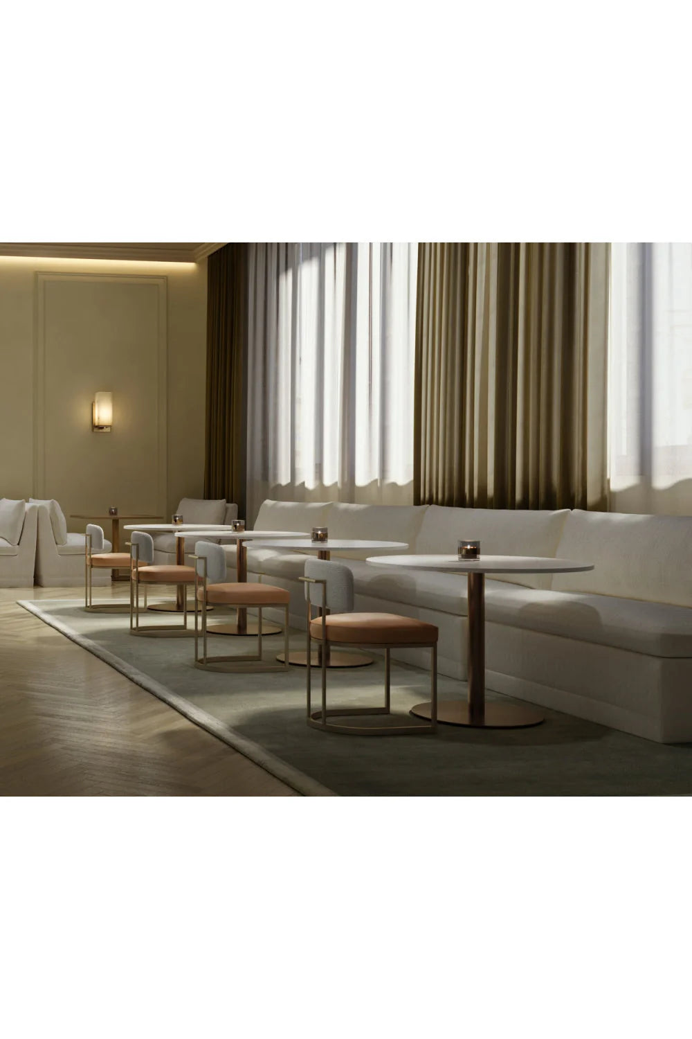 Luxury White Rectangular Banquette European Style for Villa