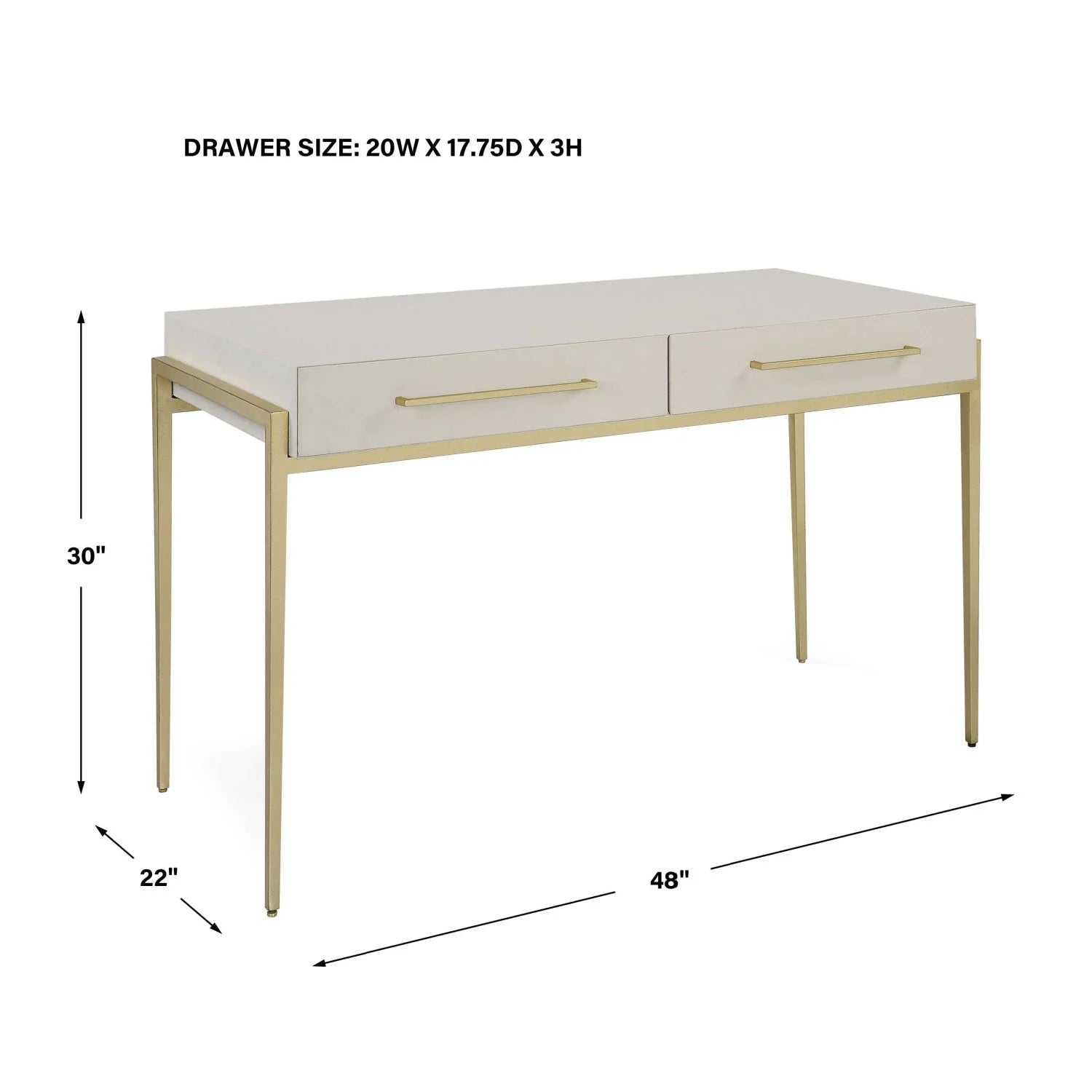 Luxury White Shagreen 2-Drawer Modern Desk European Style for Villa
