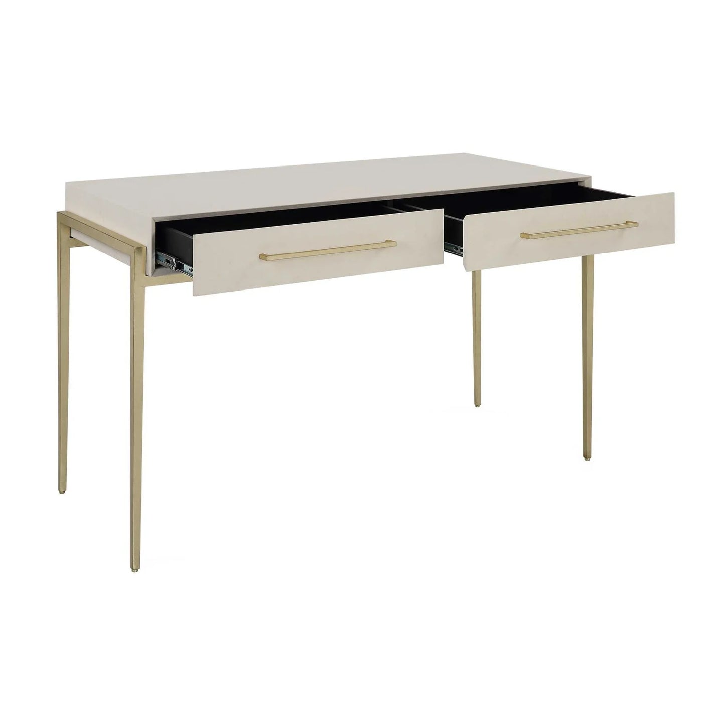 Luxury White Shagreen 2-Drawer Modern Desk European Style for Villa
