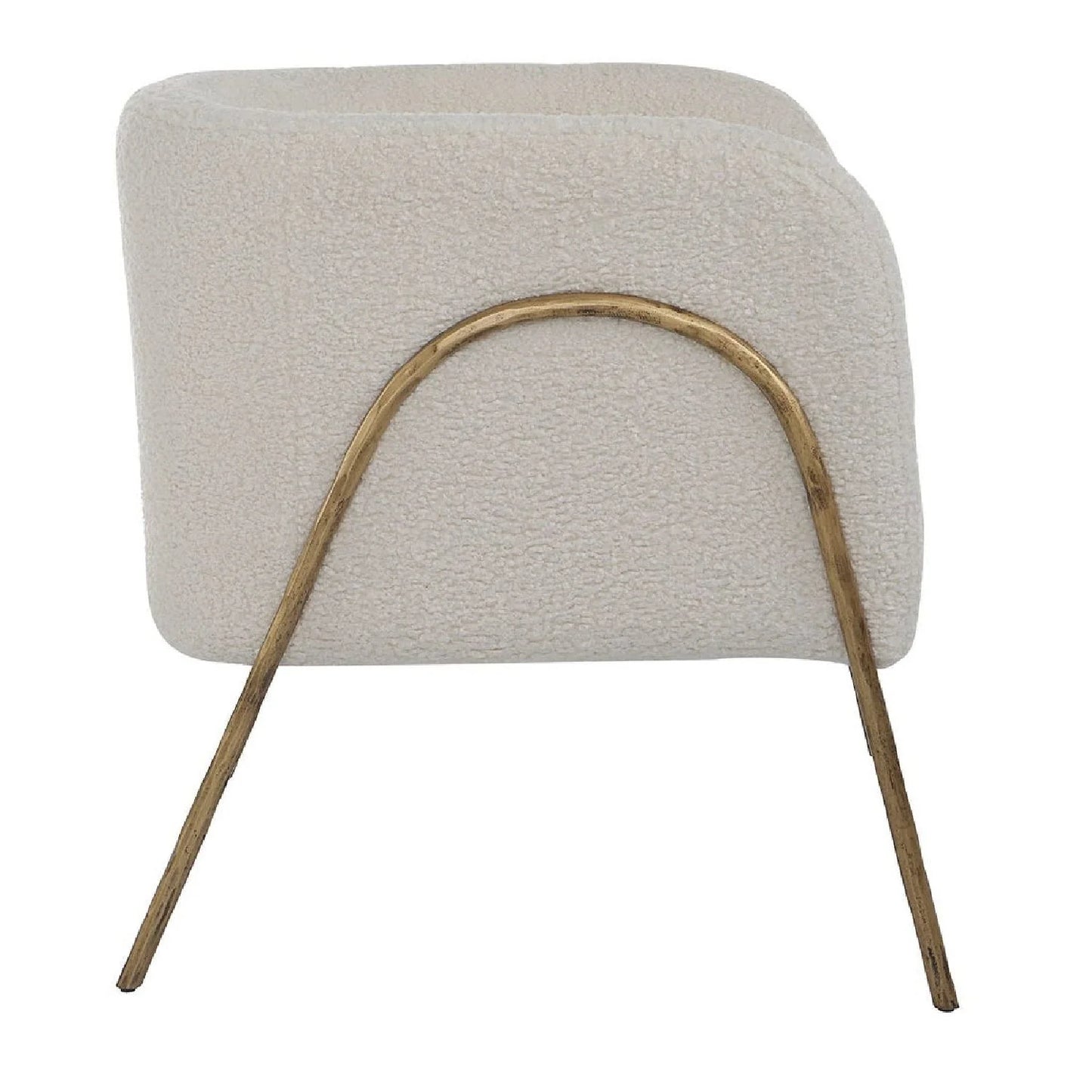 Luxury White Shearling Accent Chair European Style for Villa