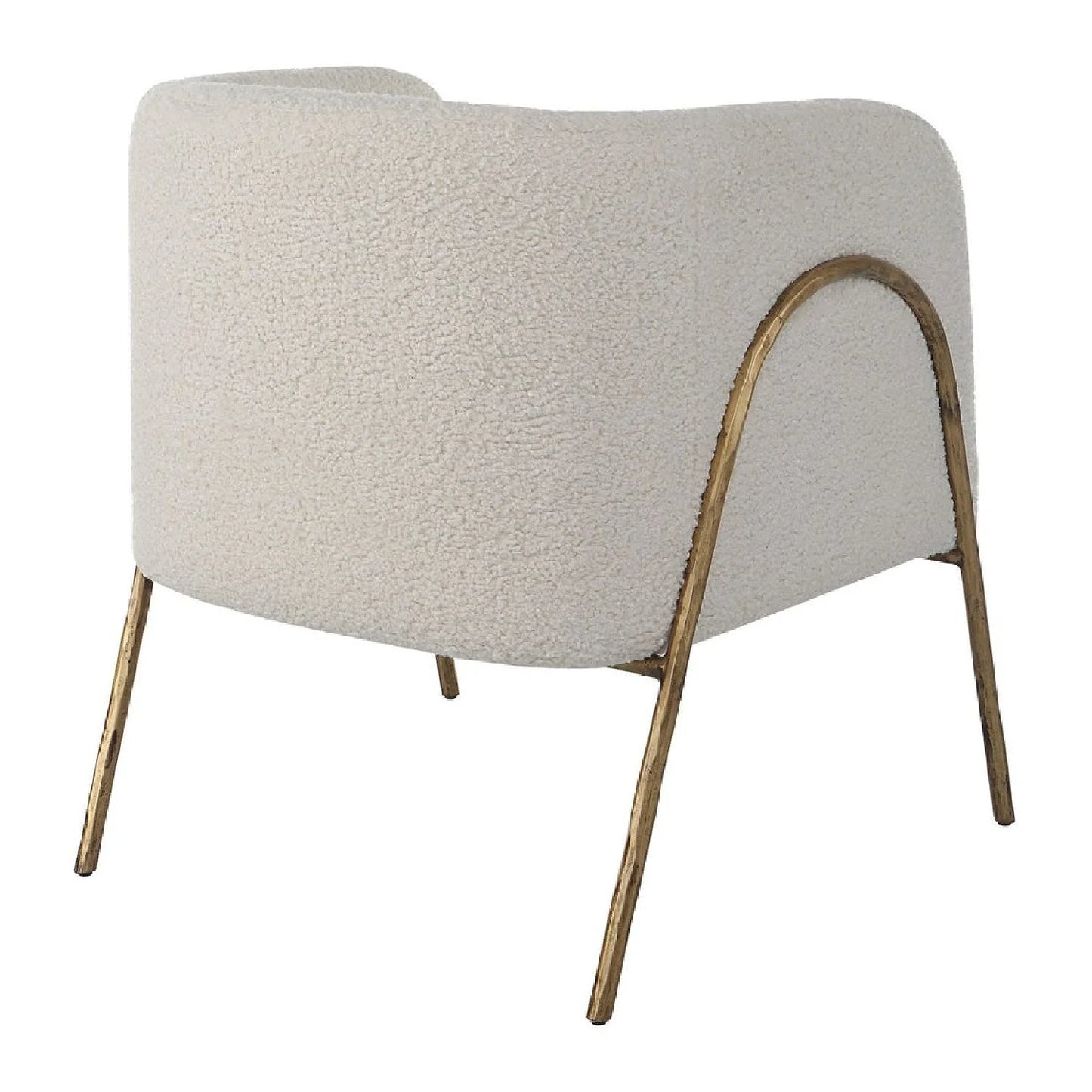 Luxury White Shearling Accent Chair European Style for Villa