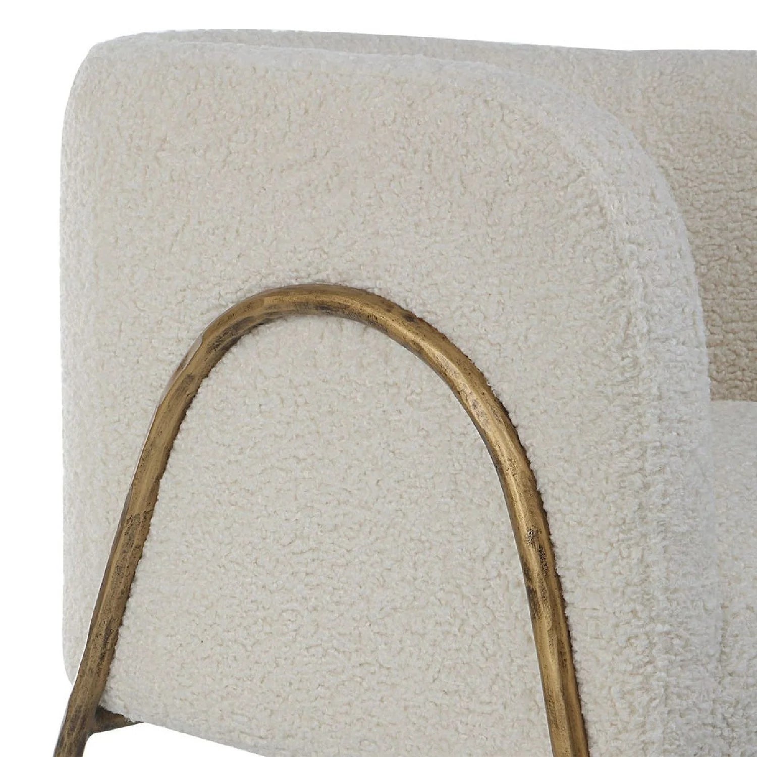 Luxury White Shearling Accent Chair European Style for Villa
