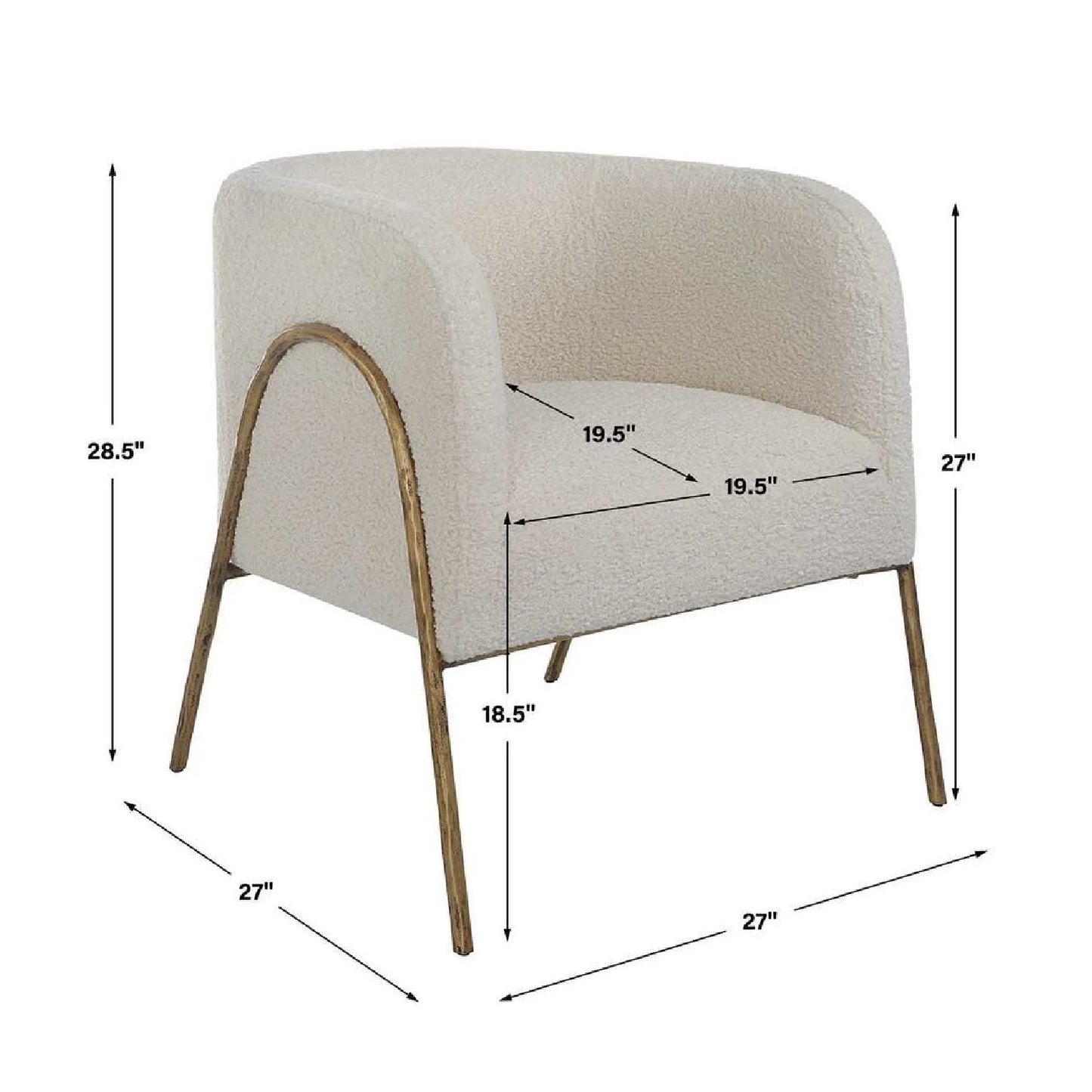 Luxury White Shearling Accent Chair European Style for Villa