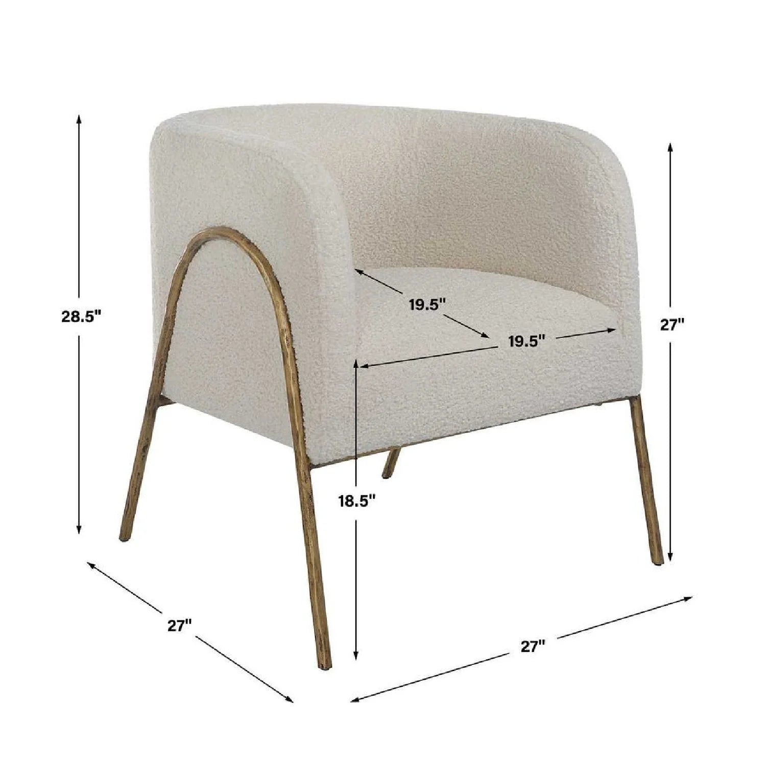 Luxury White Shearling Accent Chair European Style for Villa