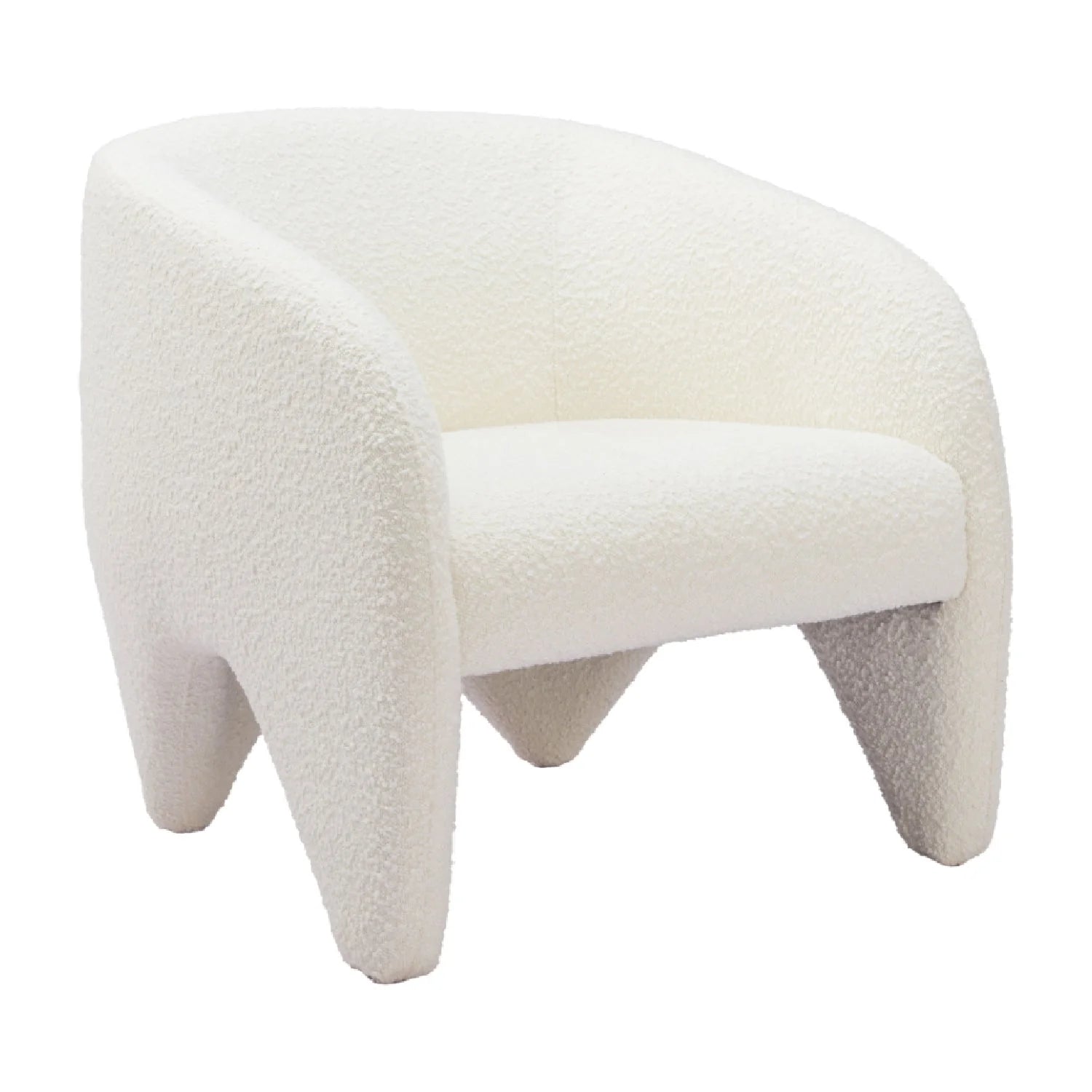 Luxury White Shearling Accent Chair Modern Italian Style for Villa