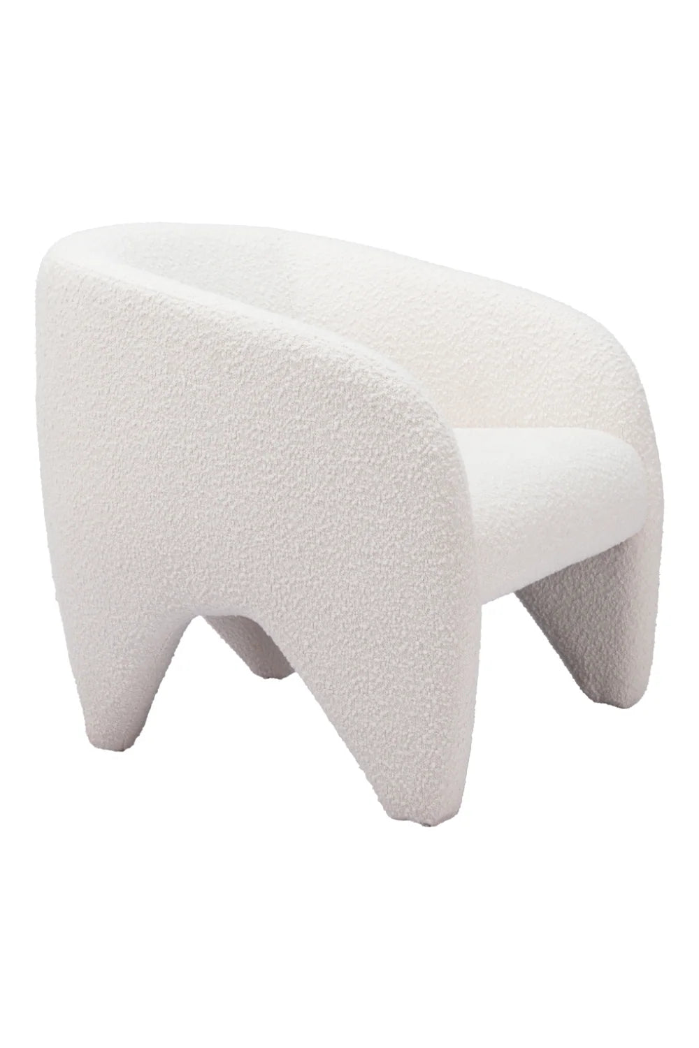 Luxury White Shearling Accent Chair Modern Italian Style for Villa