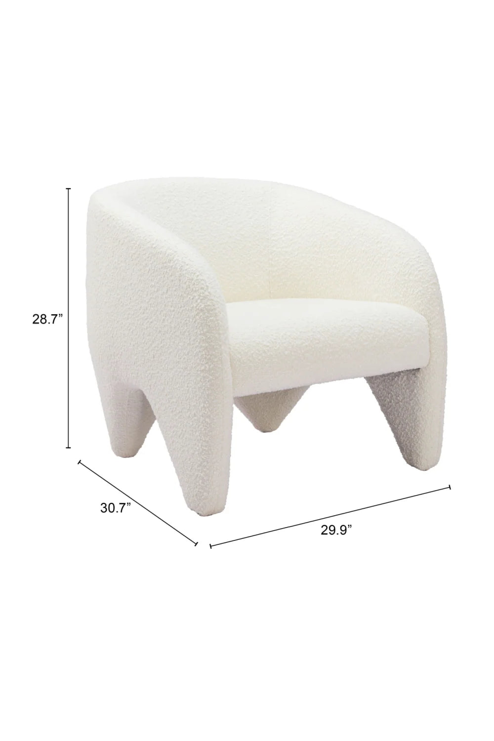 Luxury White Shearling Accent Chair Modern Italian Style for Villa