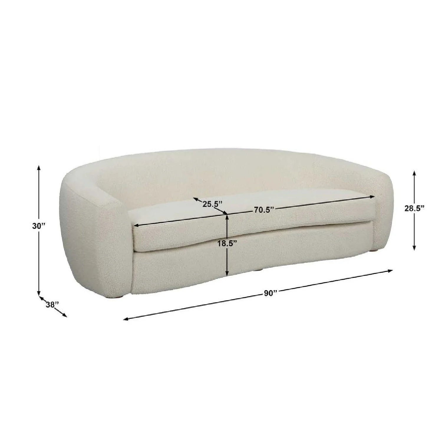 Luxury White Shearling Curved Sofa Modern Italian Style for Villa