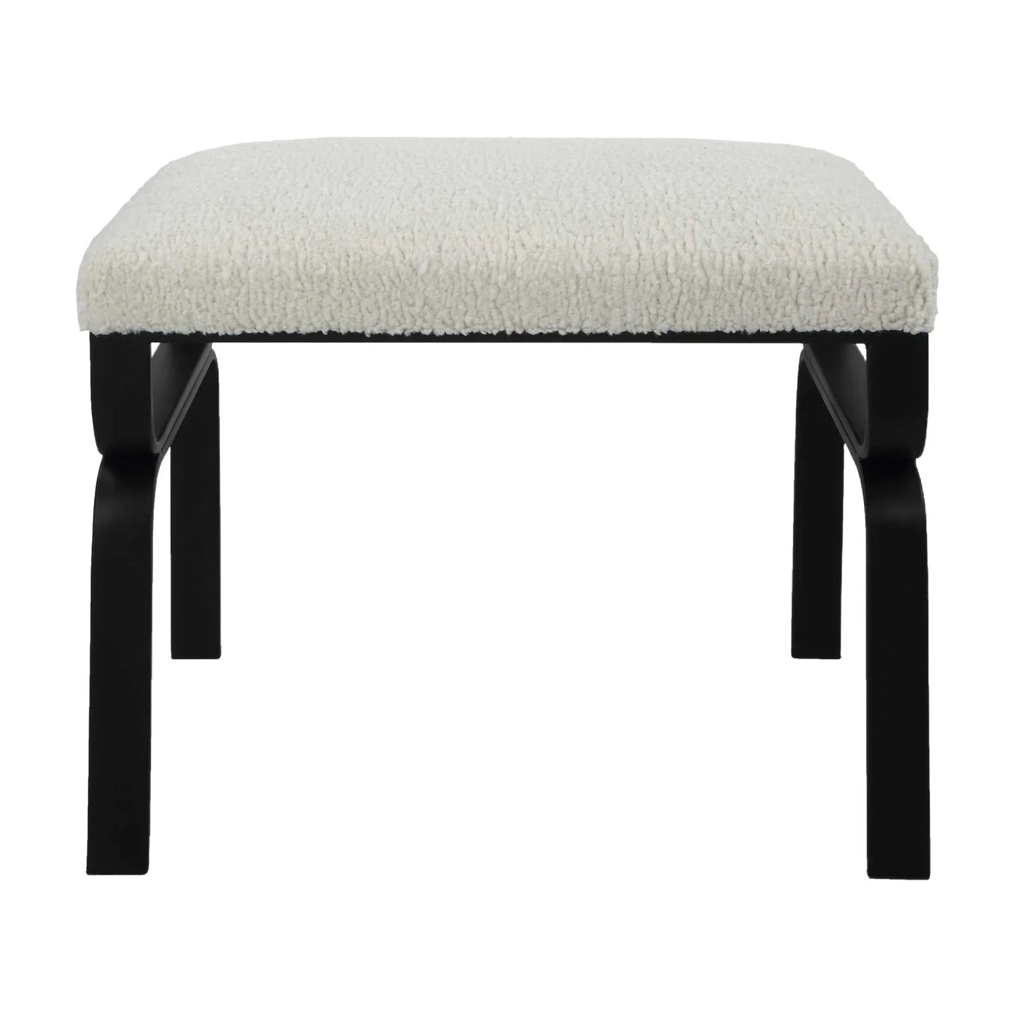 Luxury White Shearling Iron Bench European Style for Villa