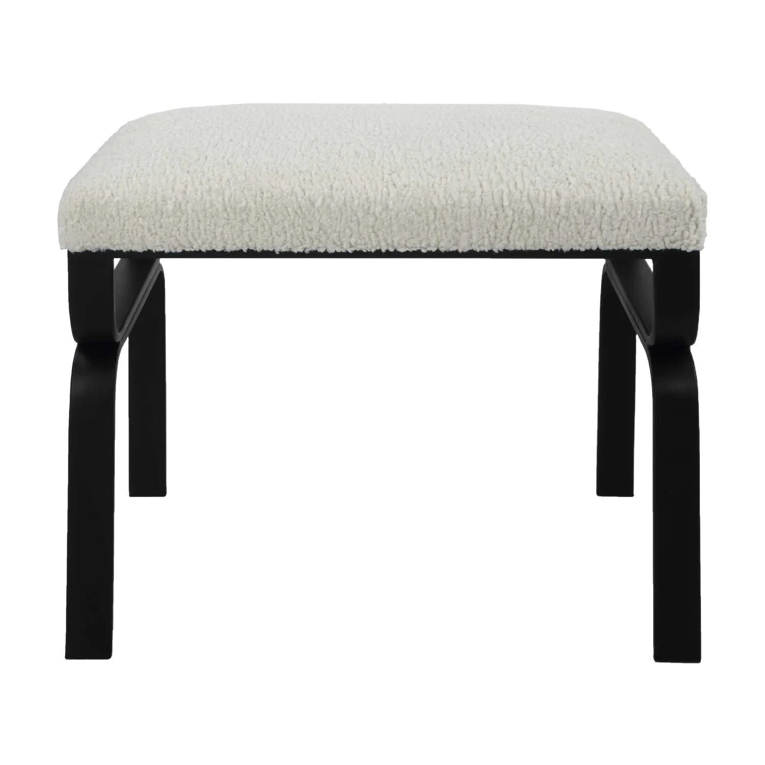 Luxury White Shearling Iron Bench European Style for Villa