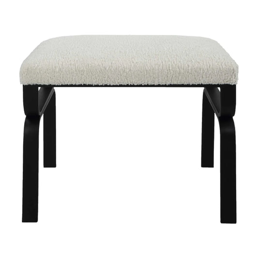 Luxury White Shearling Iron Bench European Style for Villa