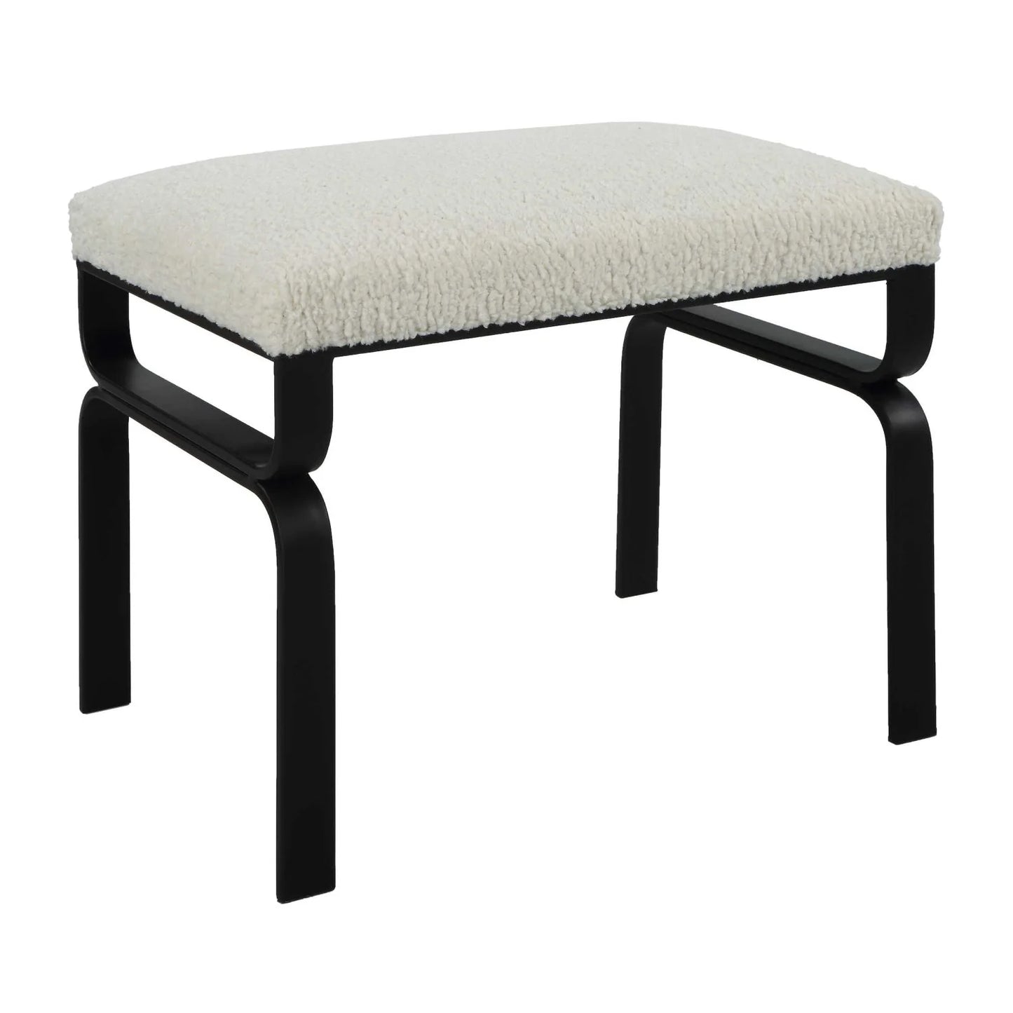 Luxury White Shearling Iron Bench European Style for Villa