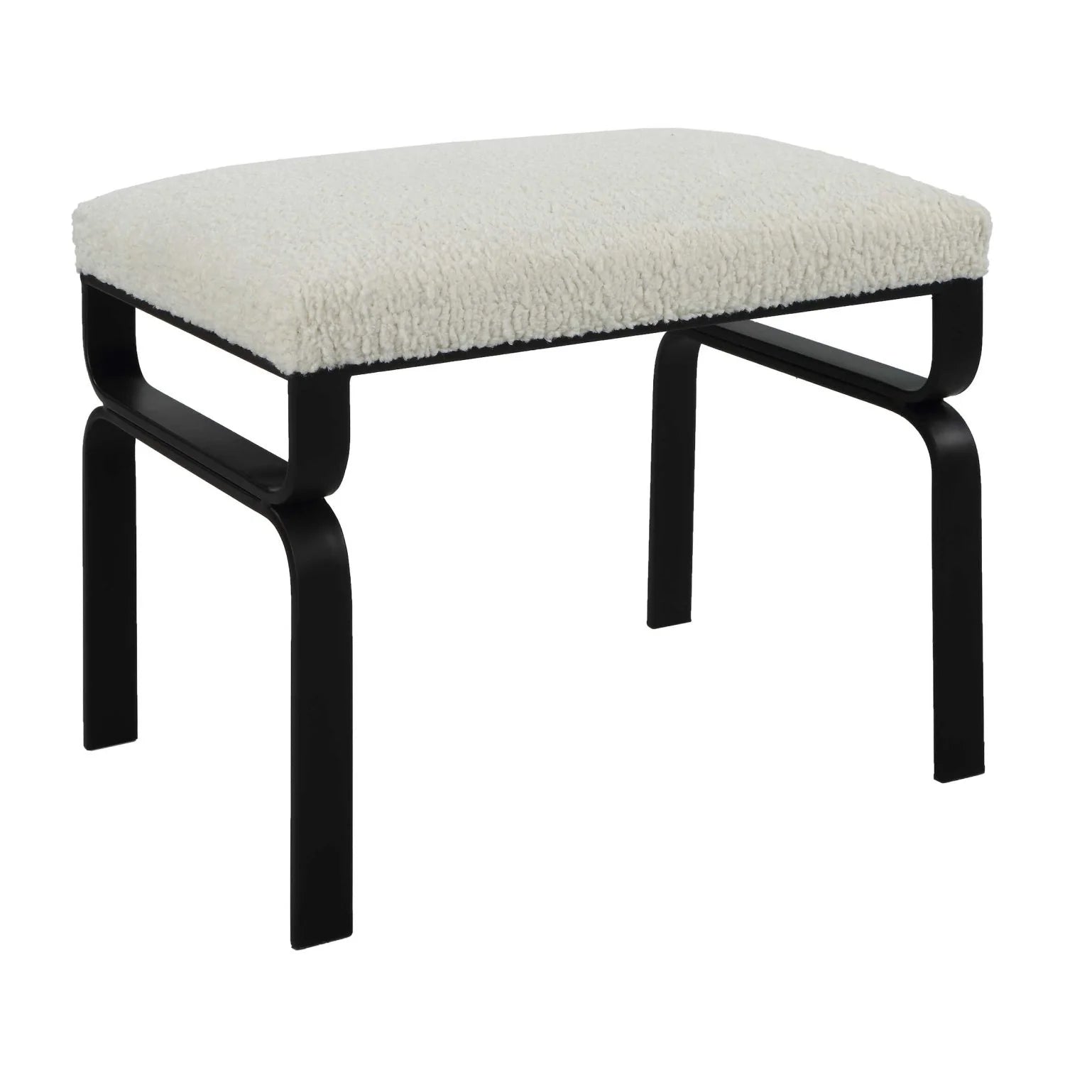 Luxury White Shearling Iron Bench European Style for Villa