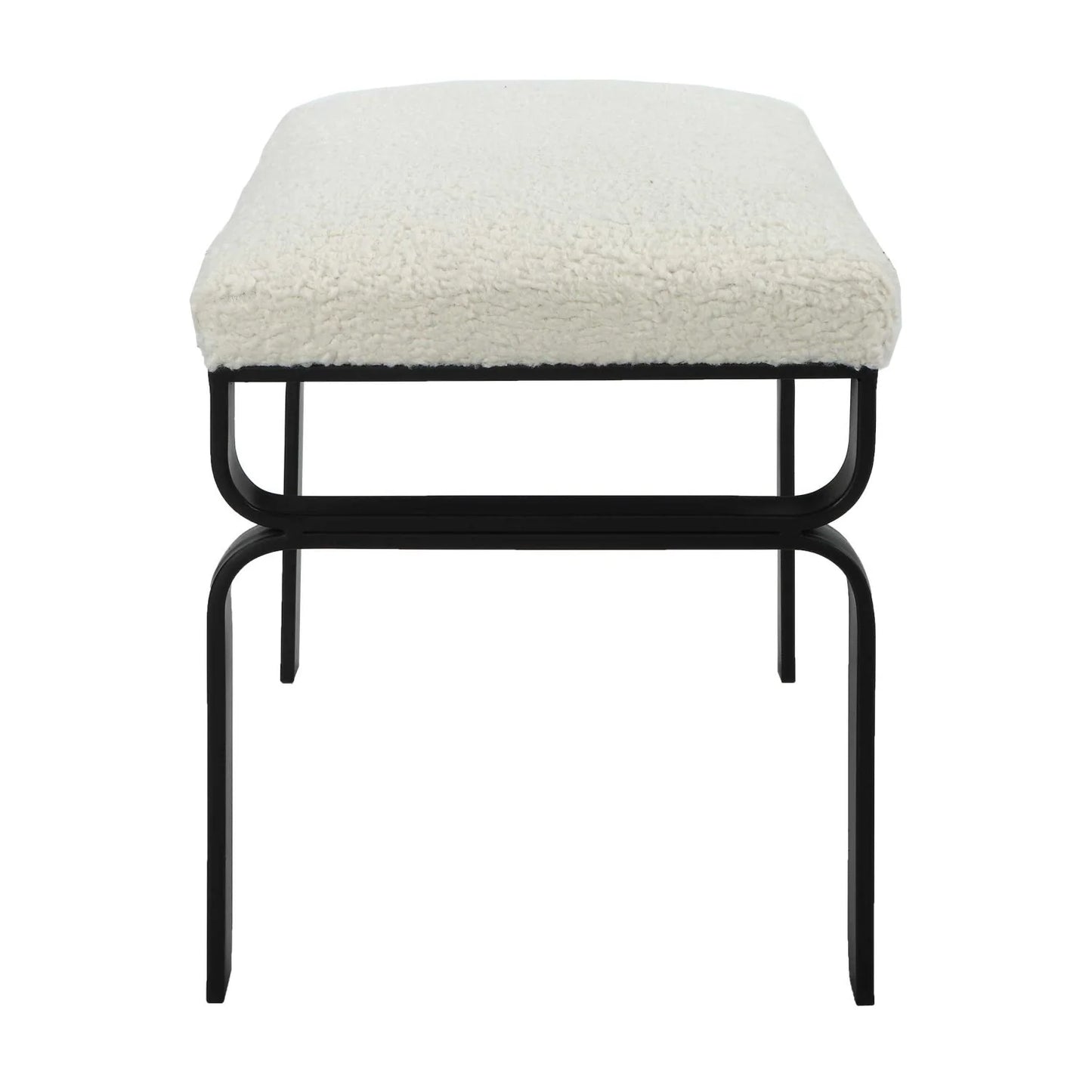 Luxury White Shearling Iron Bench European Style for Villa