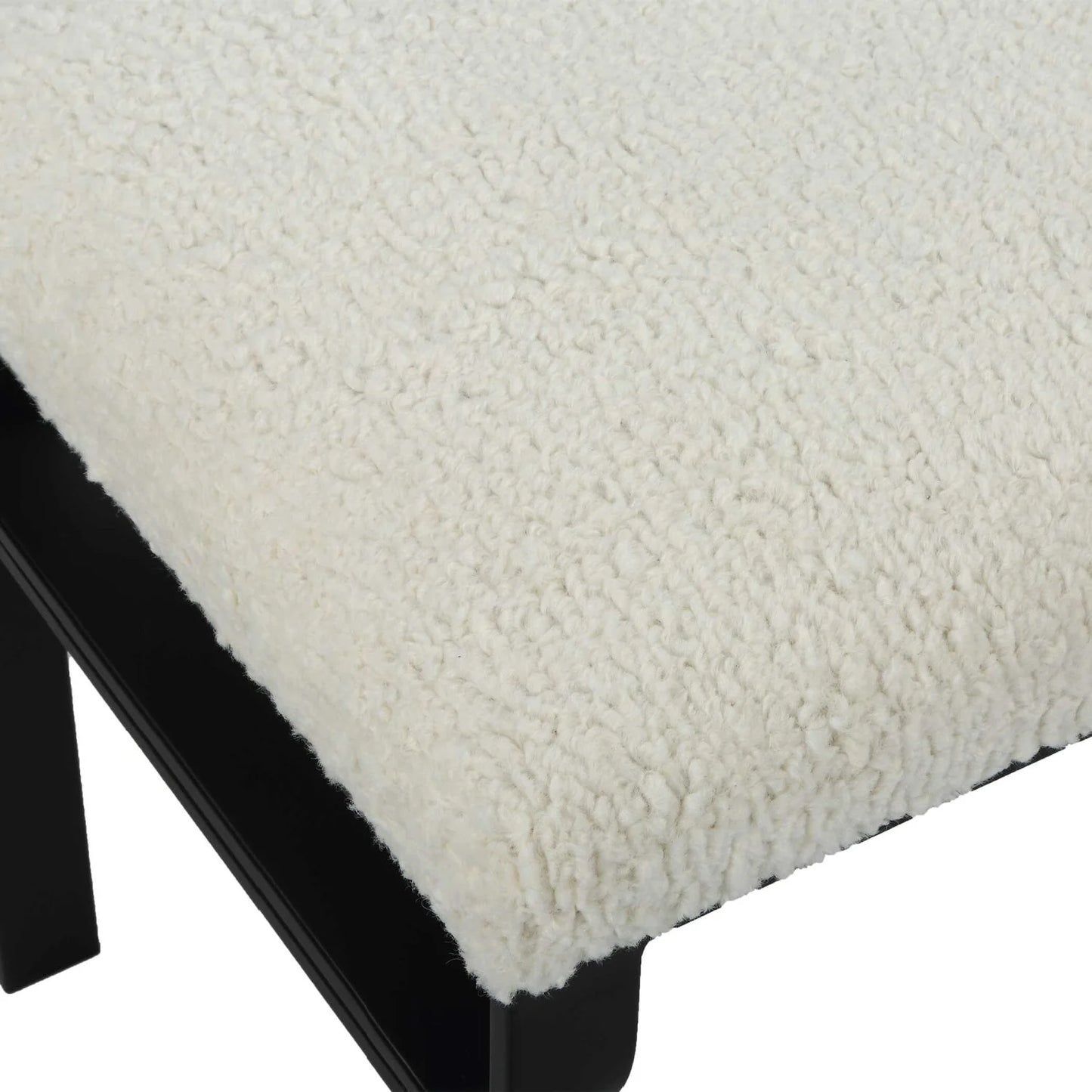 Luxury White Shearling Iron Bench European Style for Villa
