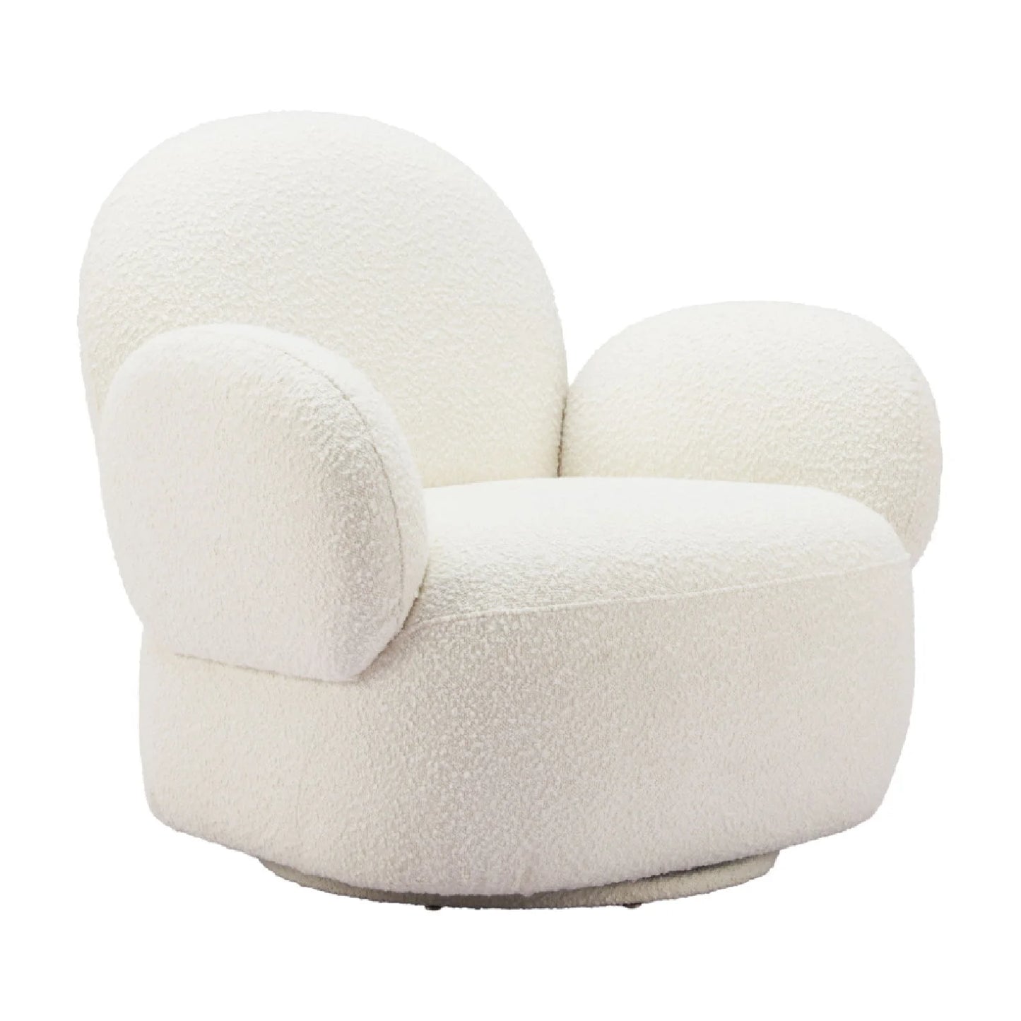 Luxury White Shearling Swivel Armchair Modern Italian Style for Villa