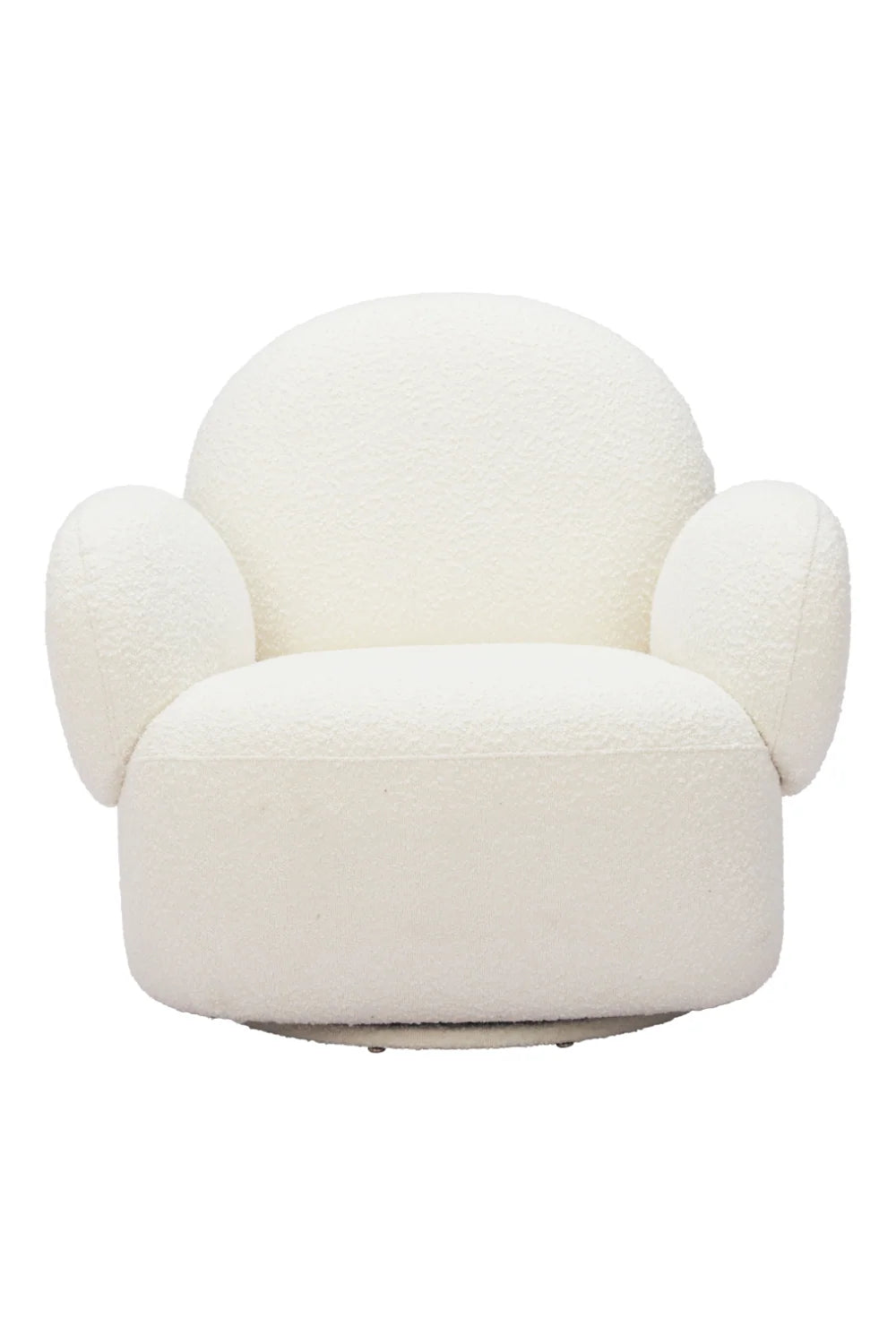 Luxury White Shearling Swivel Armchair Modern Italian Style for Villa