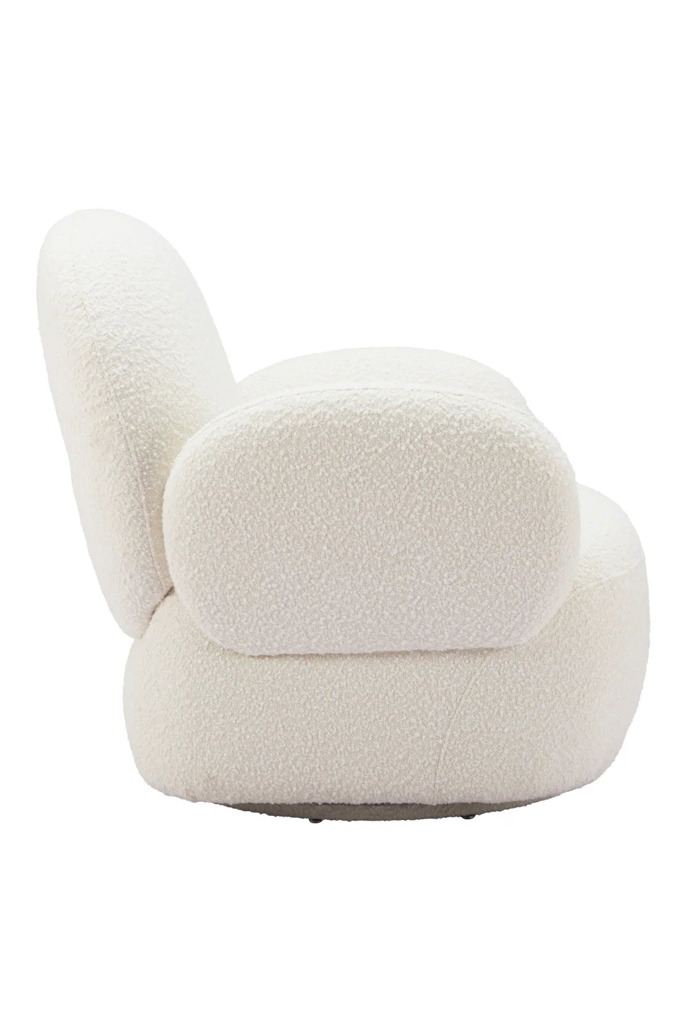 Luxury White Shearling Swivel Armchair Modern Italian Style for Villa