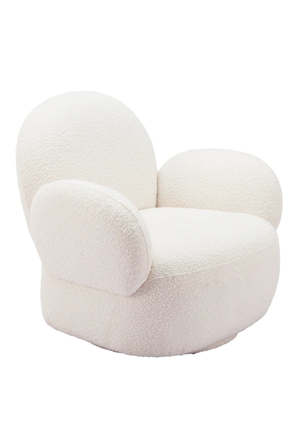 Luxury White Shearling Swivel Armchair Modern Italian Style for Villa