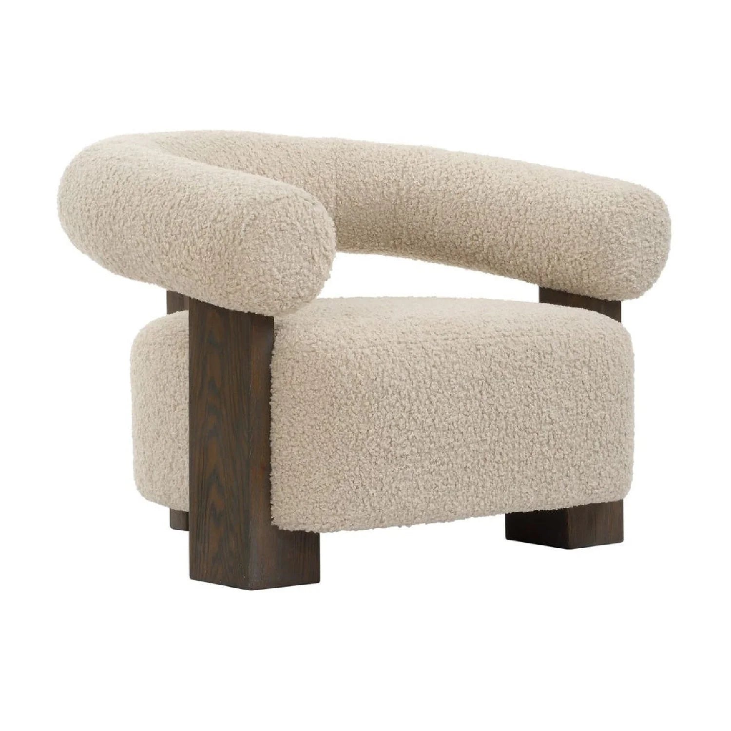 Luxury White Shearling T-Back Lounge Chair Modern Italian Style for Villa