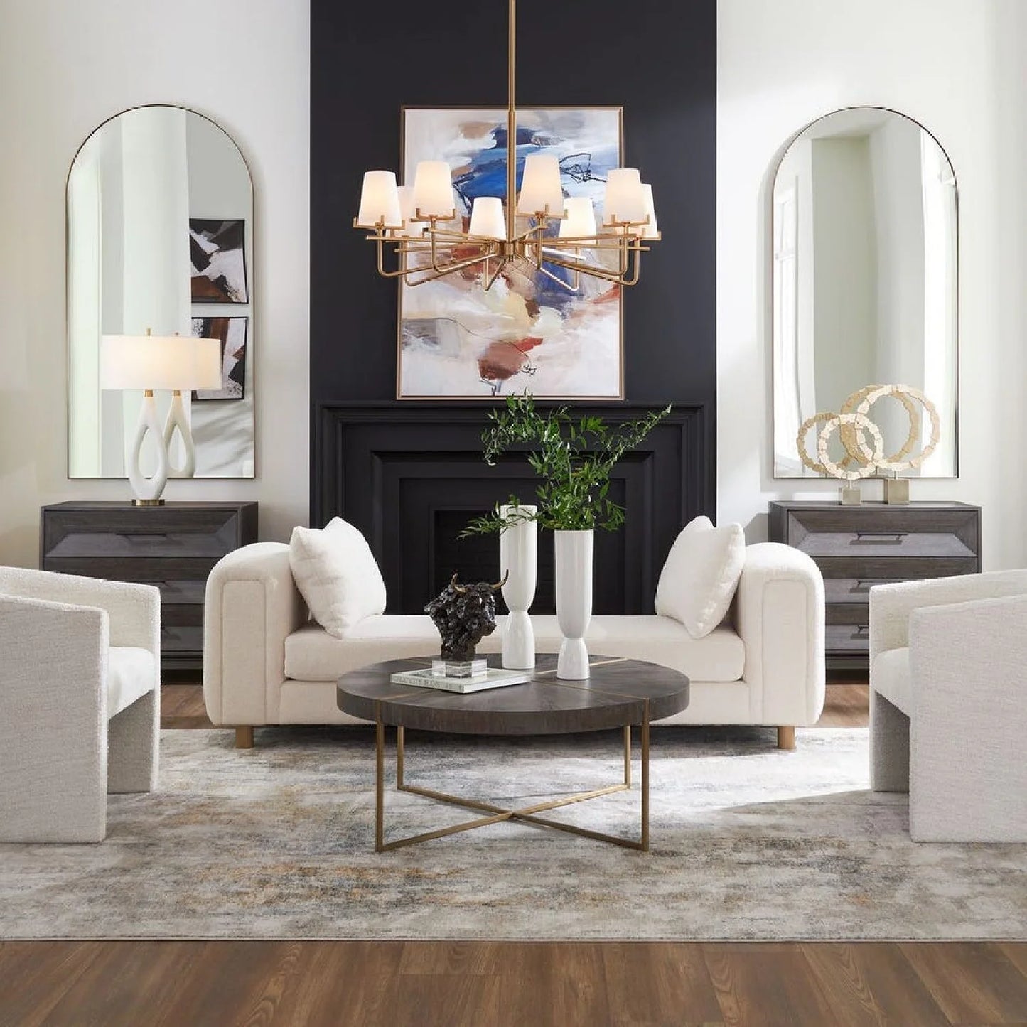 Luxury White Sheepskin Bench European Style for Villa