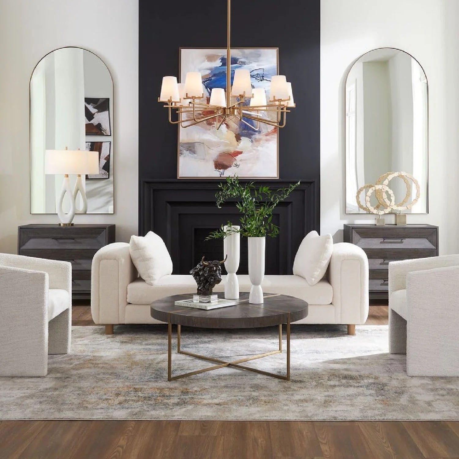 Luxury White Sheepskin Bench European Style for Villa