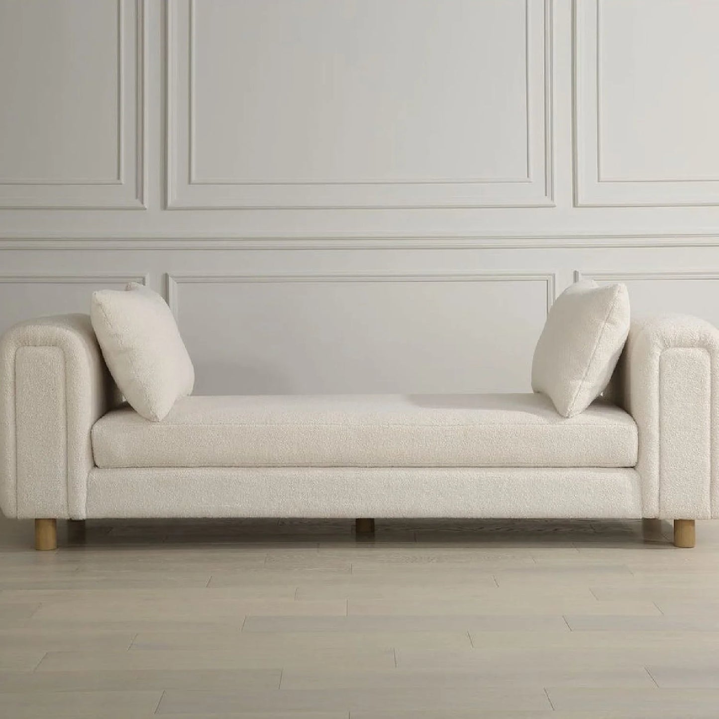 Luxury White Sheepskin Bench European Style for Villa
