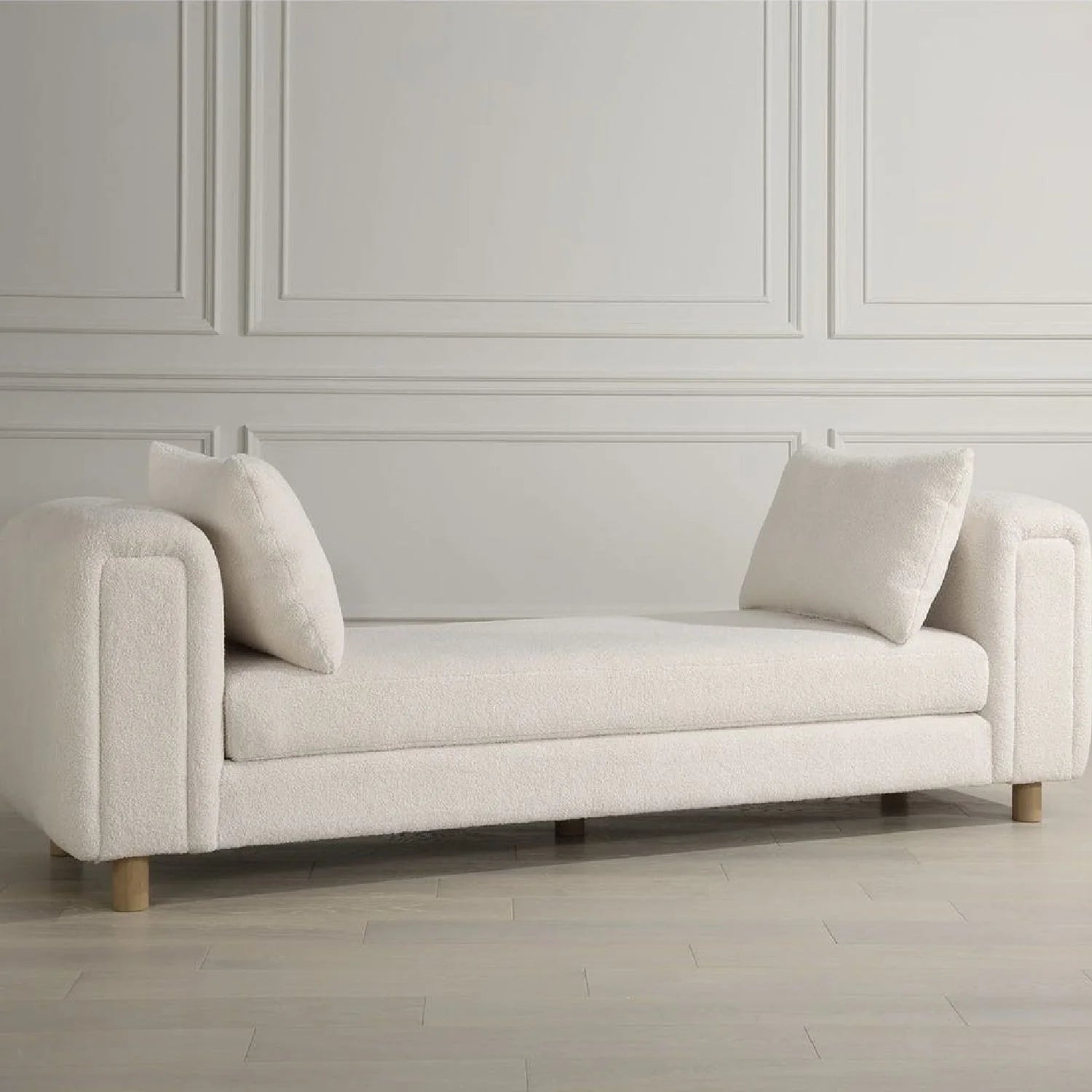 Luxury White Sheepskin Bench European Style for Villa